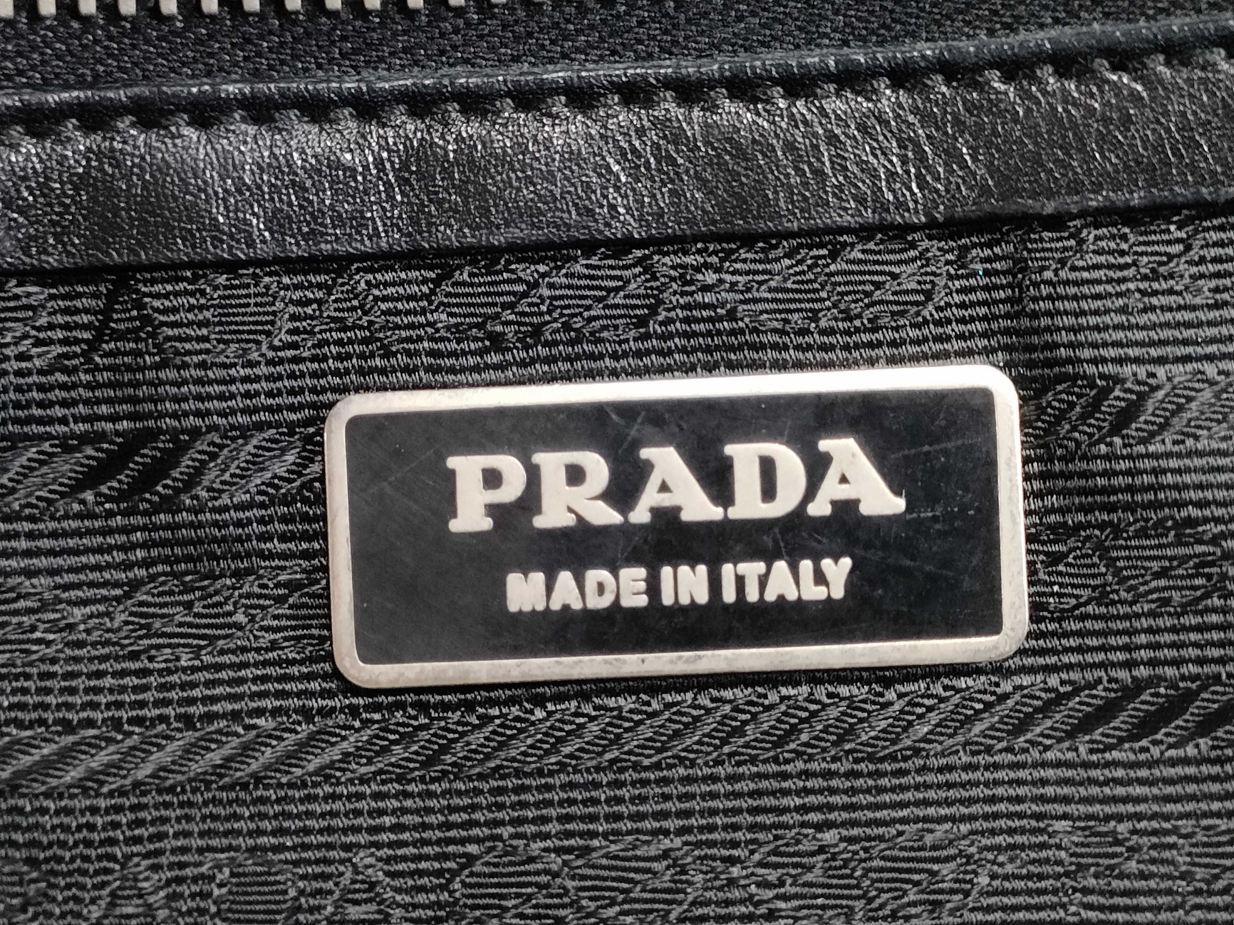 Nylon Prada Nylon Leather Lock Hardware One Shoulder Bag — view 12