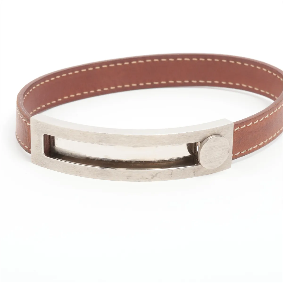 Puspus G:2003 Bracelet Metal x Leather Silver x Brown — view 5