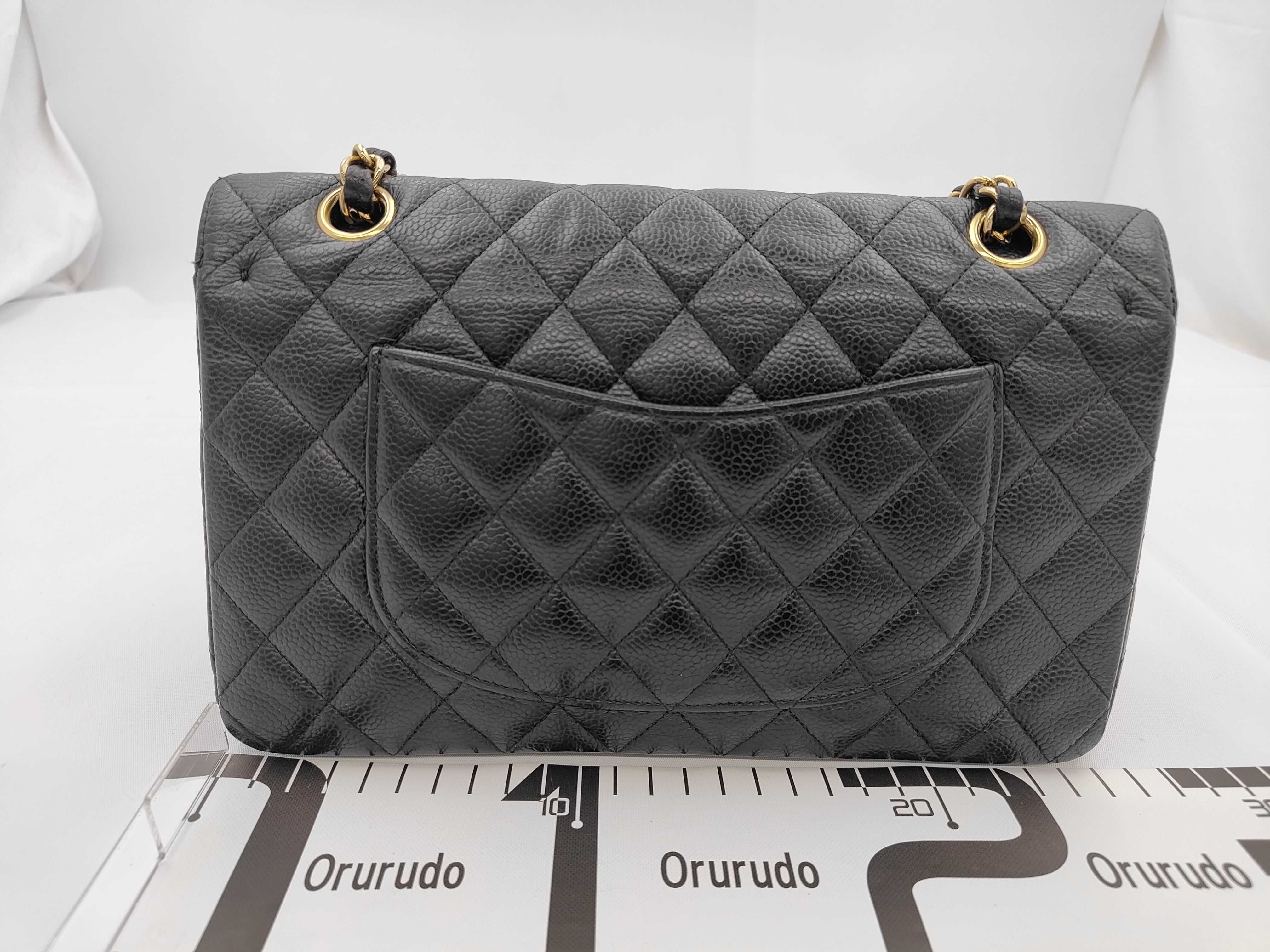Matelassé Caviar Skin Double Flap Chain Shoulder Bag — view 2