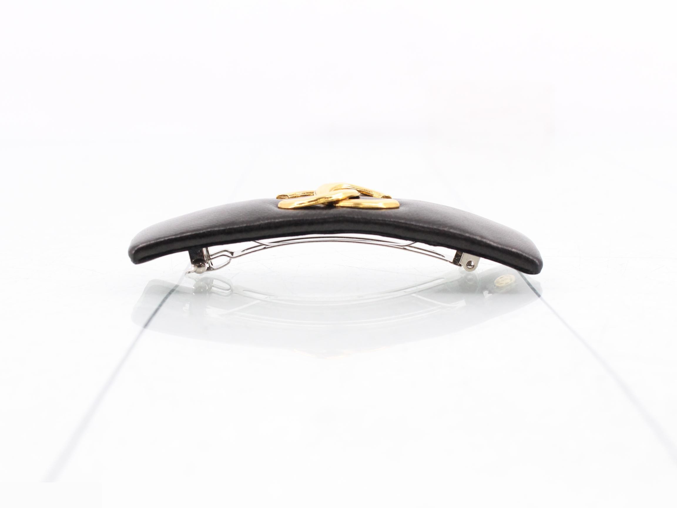 Coco Mark Leather Barrette (with comment) — view 3