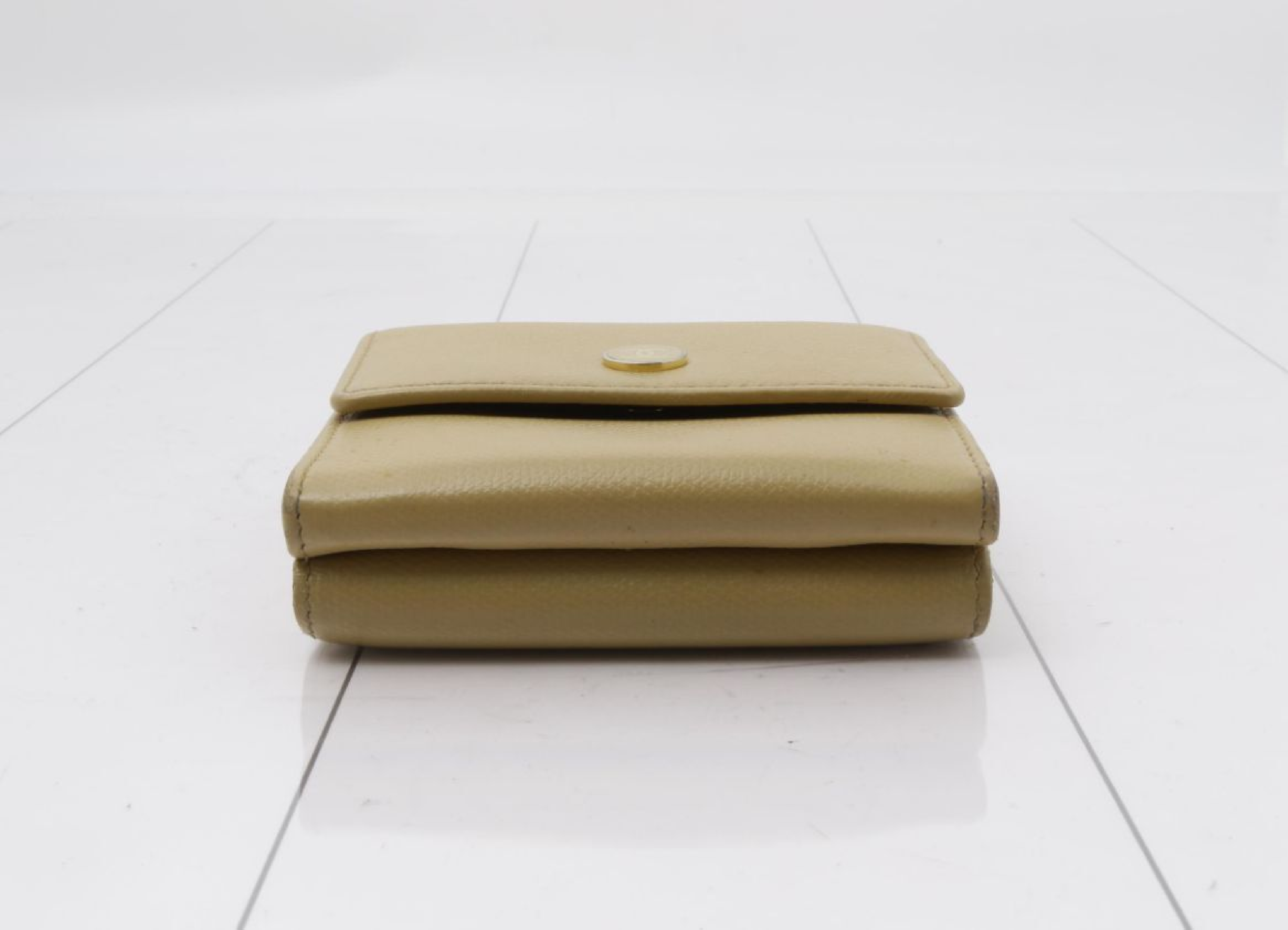 Coco Button Tri-fold Wallet, Beige, Serial Number 8 — view 3