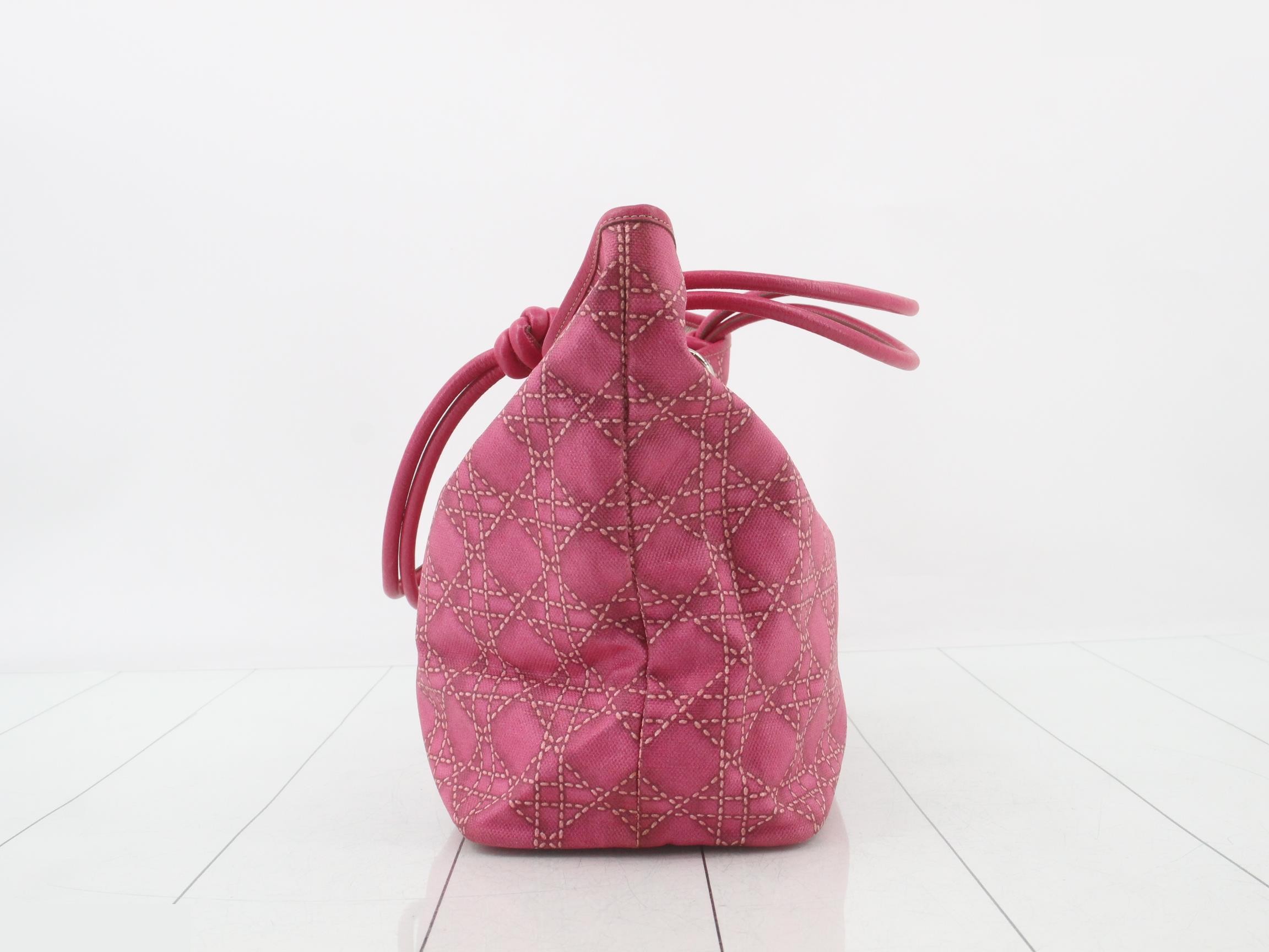 Lady Dior tote bag, PVC/leather, pink — view 3