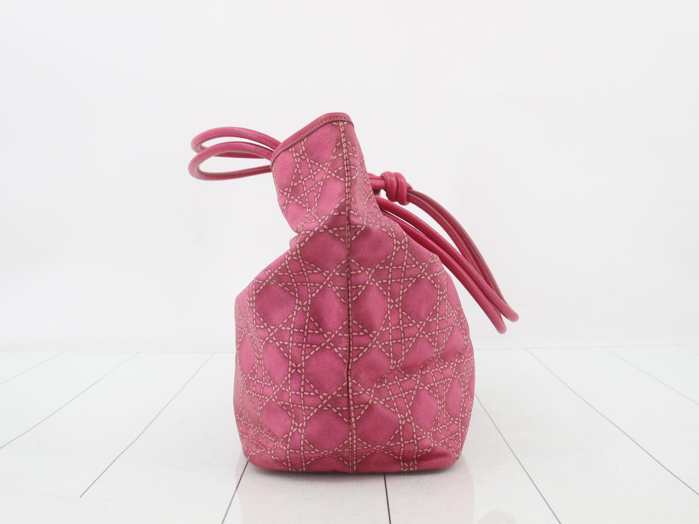 Lady Dior tote bag, PVC/leather, pink — view 4