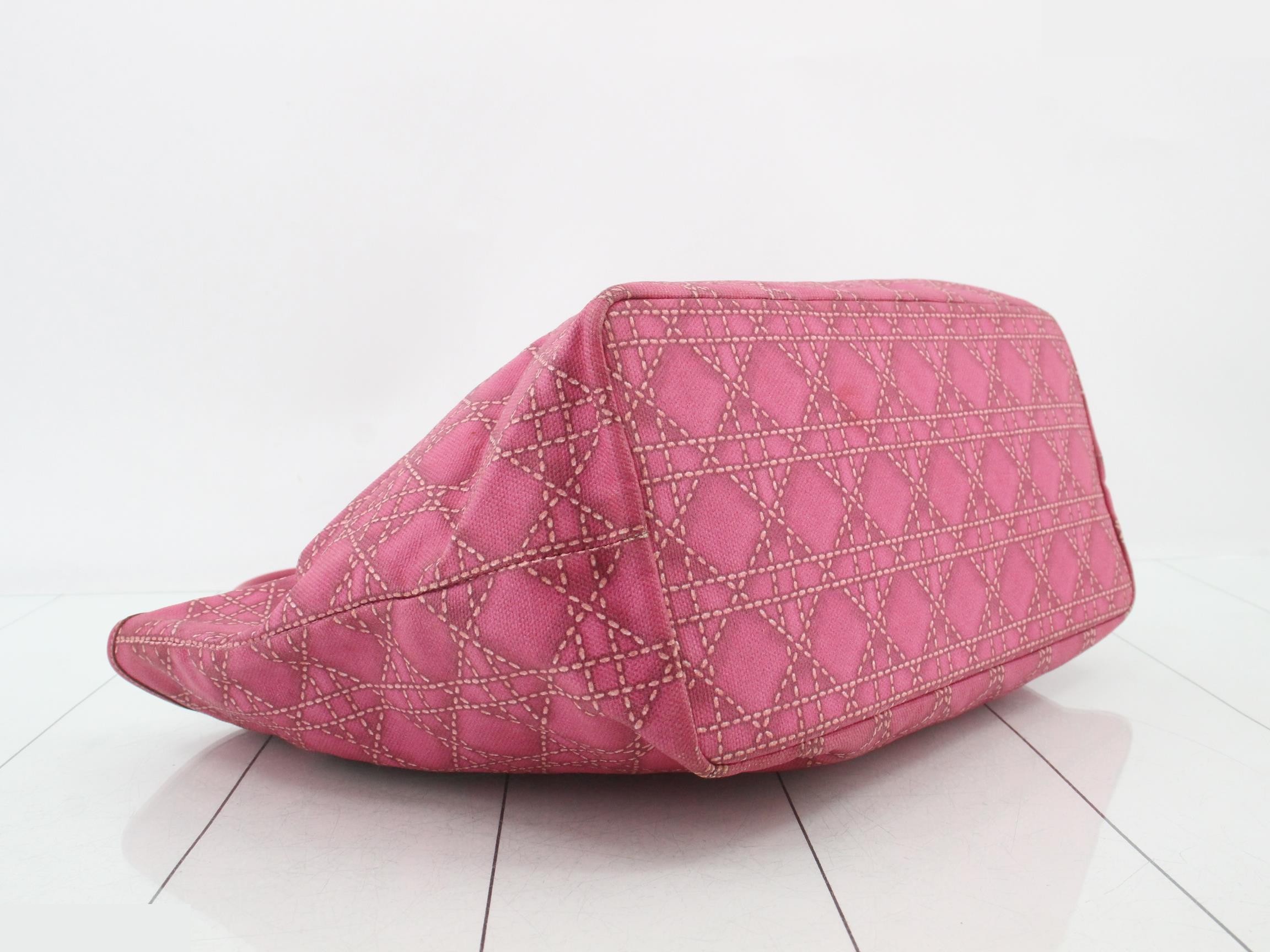 Lady Dior tote bag, PVC/leather, pink — view 5