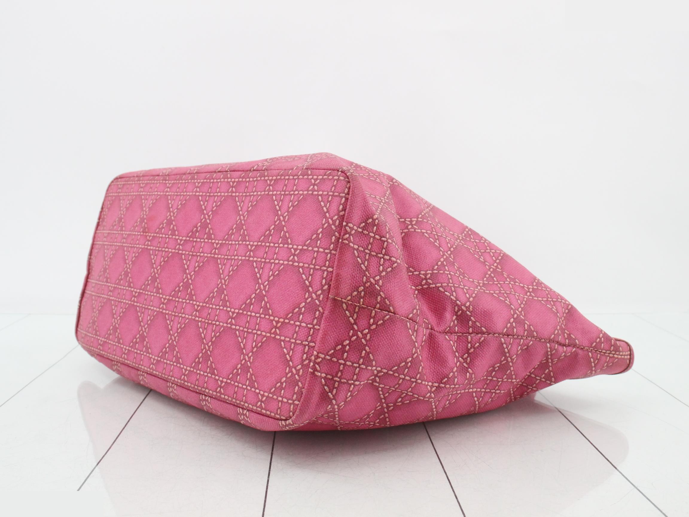 Lady Dior tote bag, PVC/leather, pink — view 6