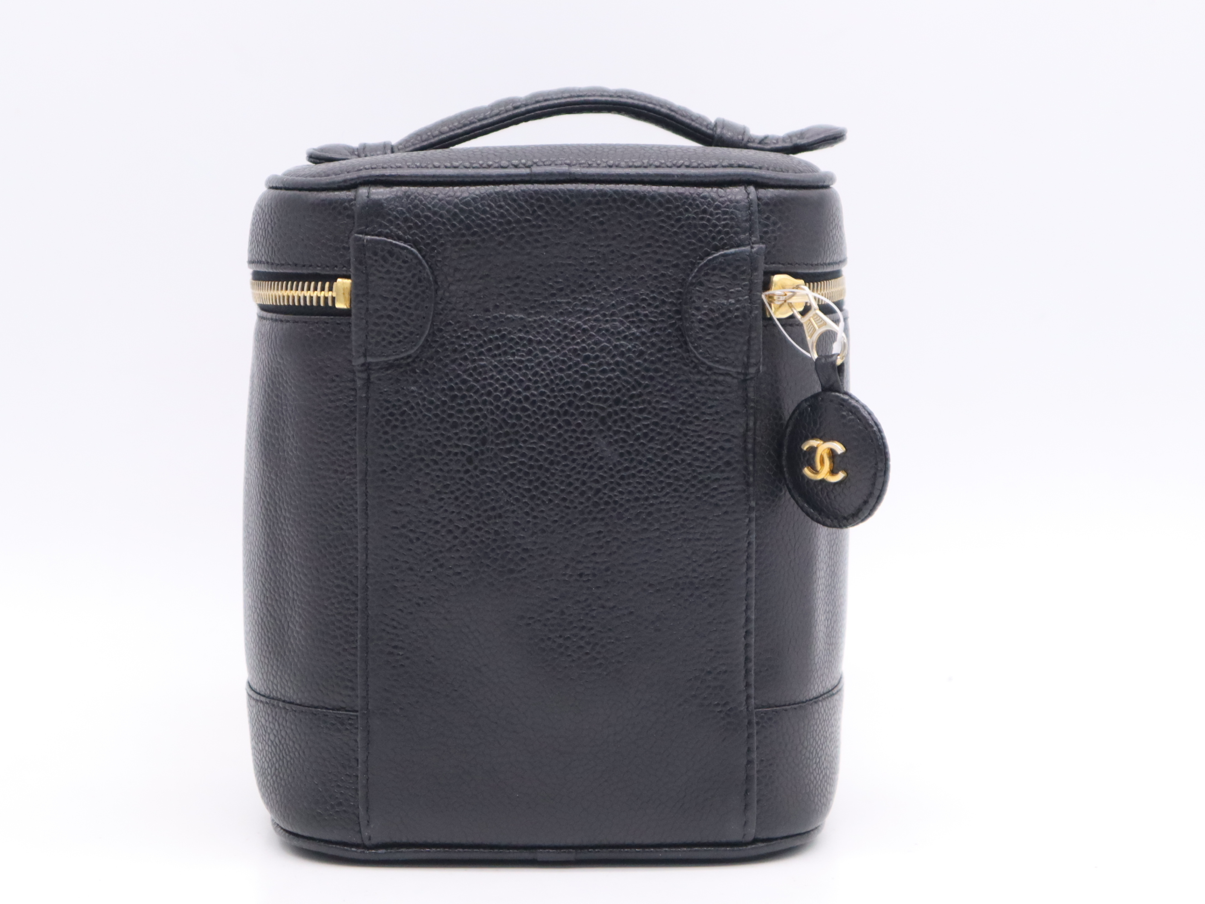 Caviar Skin Coco Mark Vanity Bag, Black with Gold Hardware — view 2