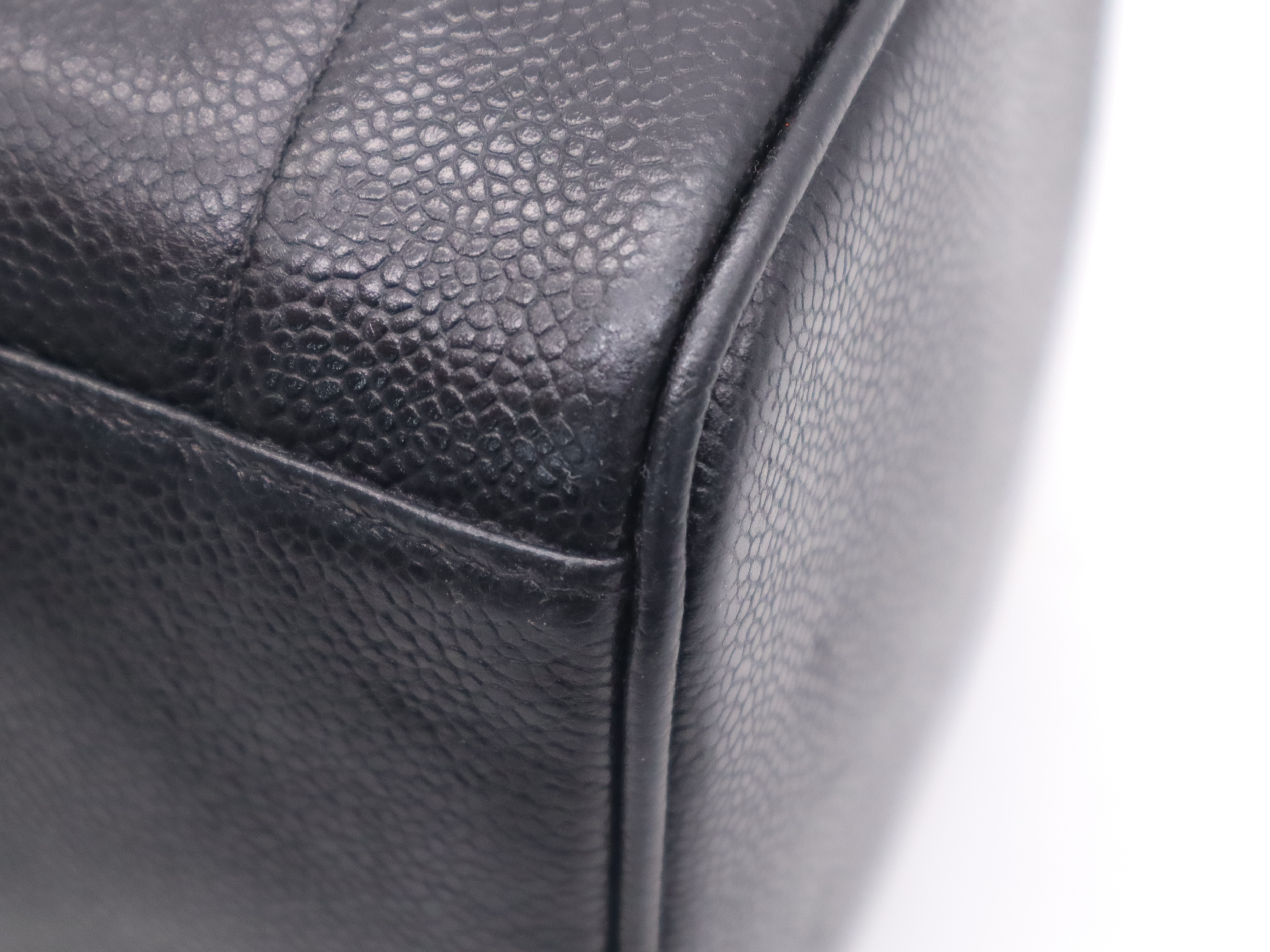Caviar Skin Coco Mark Vanity Bag, Black with Gold Hardware — view 8