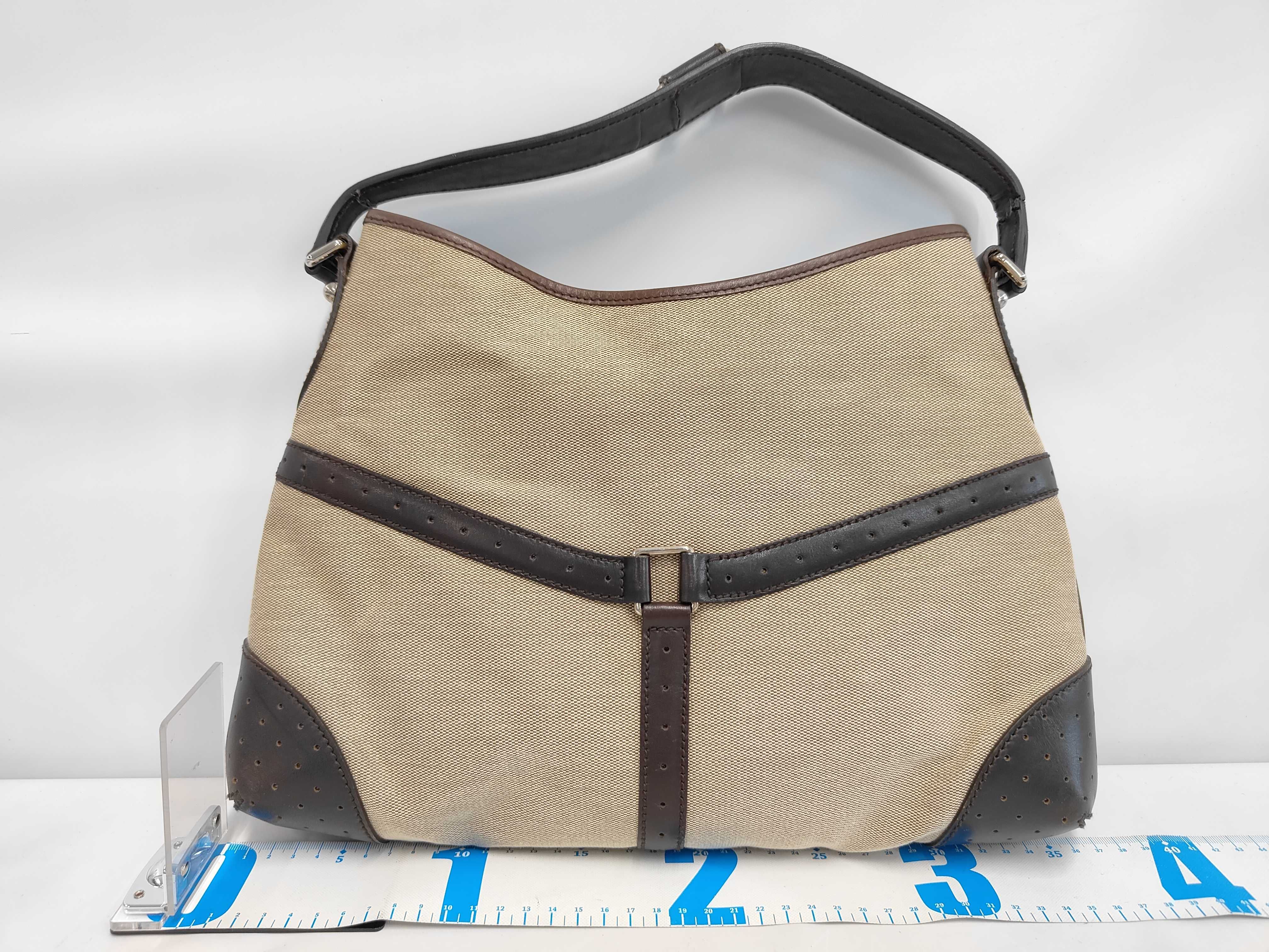 Interlocking Canvas Leather Hand Shoulder Bag — view 2