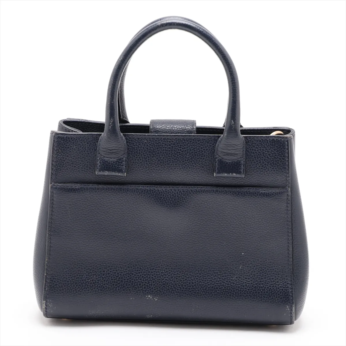 Neo Executive Leather 2-Way Handbag, Navy with Gold Hardware, 234503407, Serial Number 23 — view 2