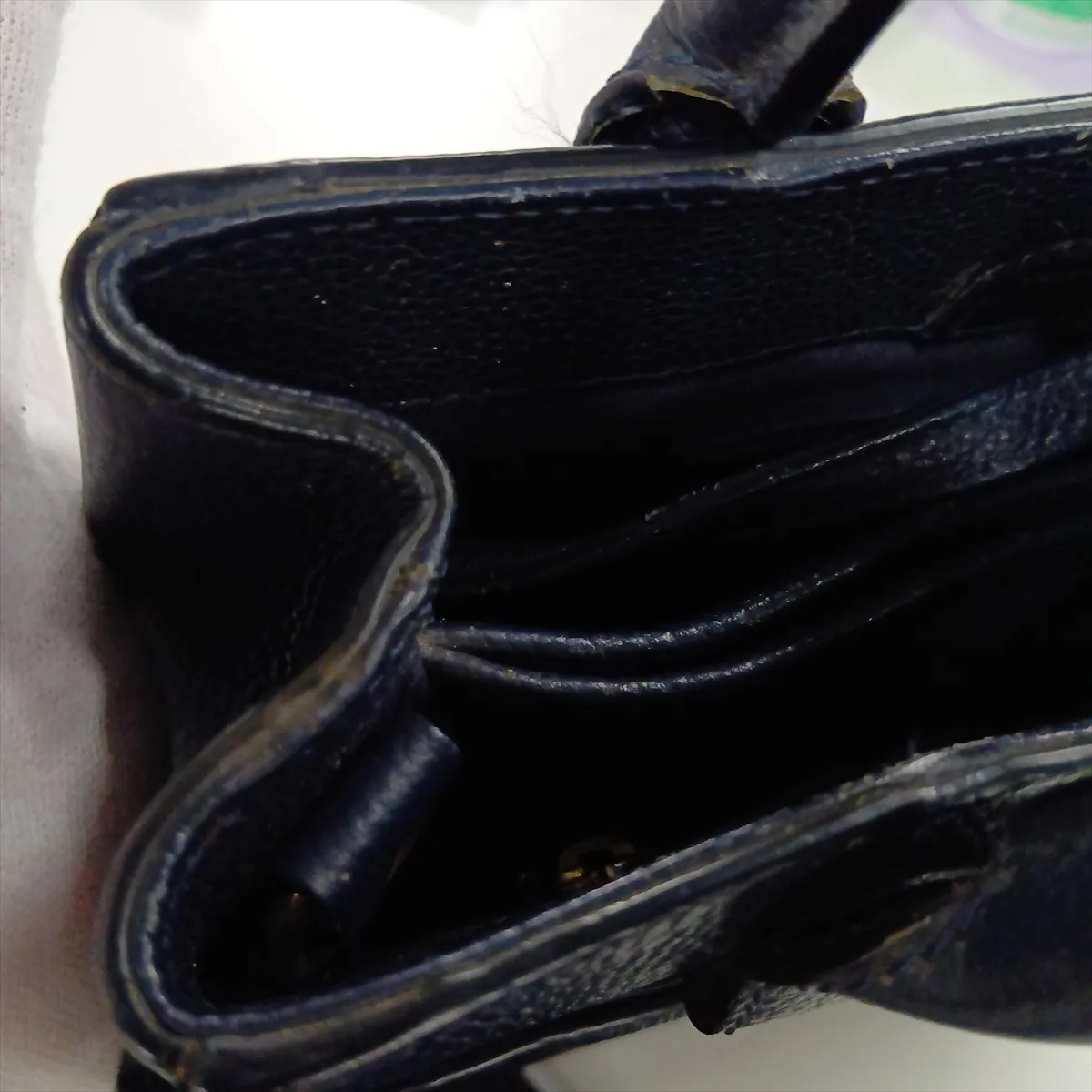 Neo Executive Leather 2-Way Handbag, Navy with Gold Hardware, 234503407, Serial Number 23 — view 12