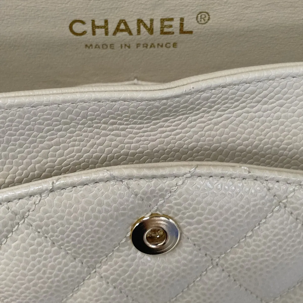 [Individually packaged] Chanel Matelassé 25 Caviar Skin Double Flap Double Chain Bag, Beige, Gold Hardware, 9601621, Series 9, A01112 — view 13