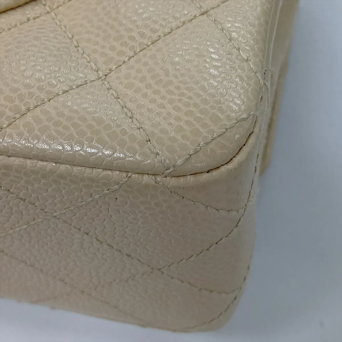 [Individually packaged] Chanel Matelassé 25 Caviar Skin Double Flap Double Chain Bag, Beige, Gold Hardware, 9601621, Series 9, A01112 — view 14
