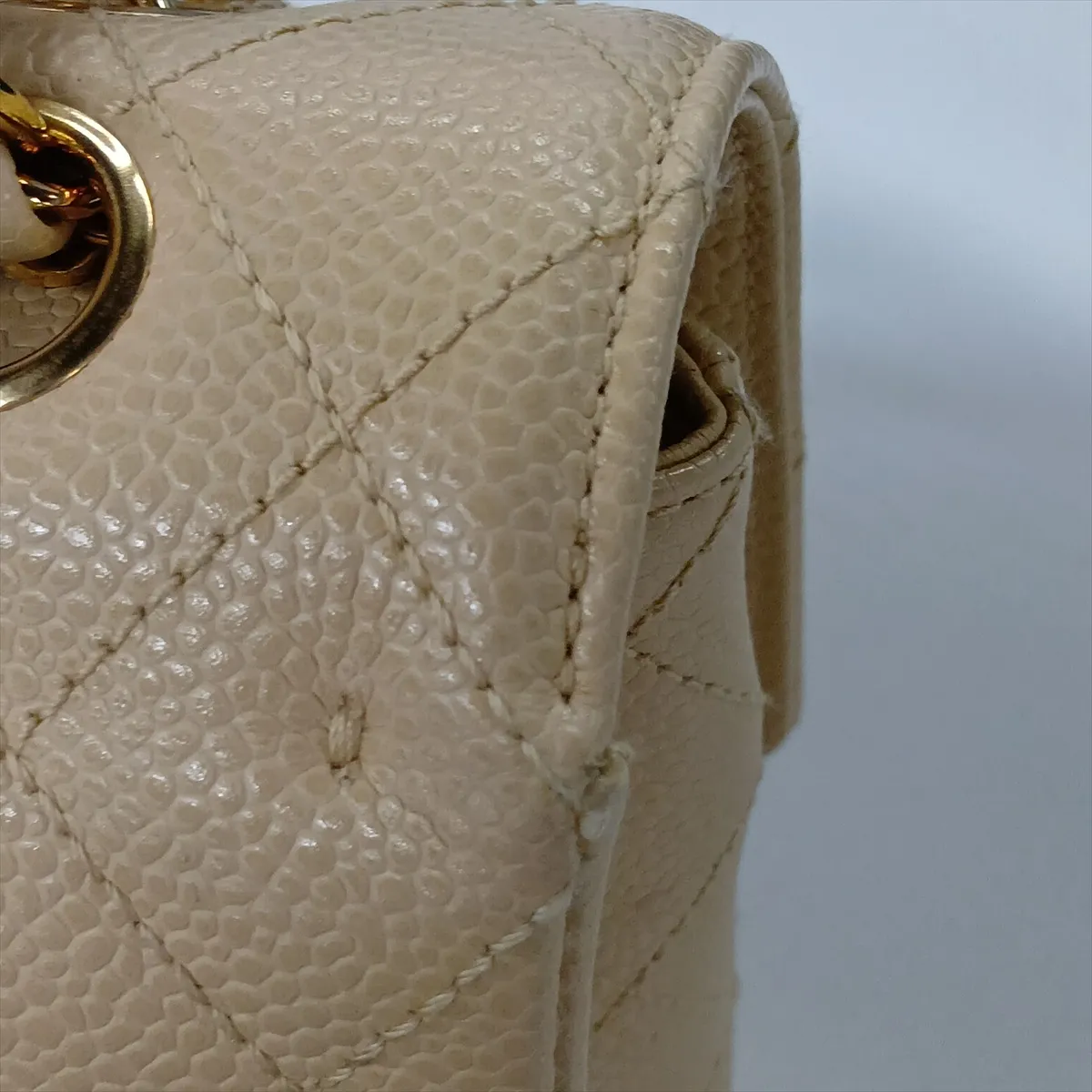 [Individually packaged] Chanel Matelassé 25 Caviar Skin Double Flap Double Chain Bag, Beige, Gold Hardware, 9601621, Series 9, A01112 — view 15