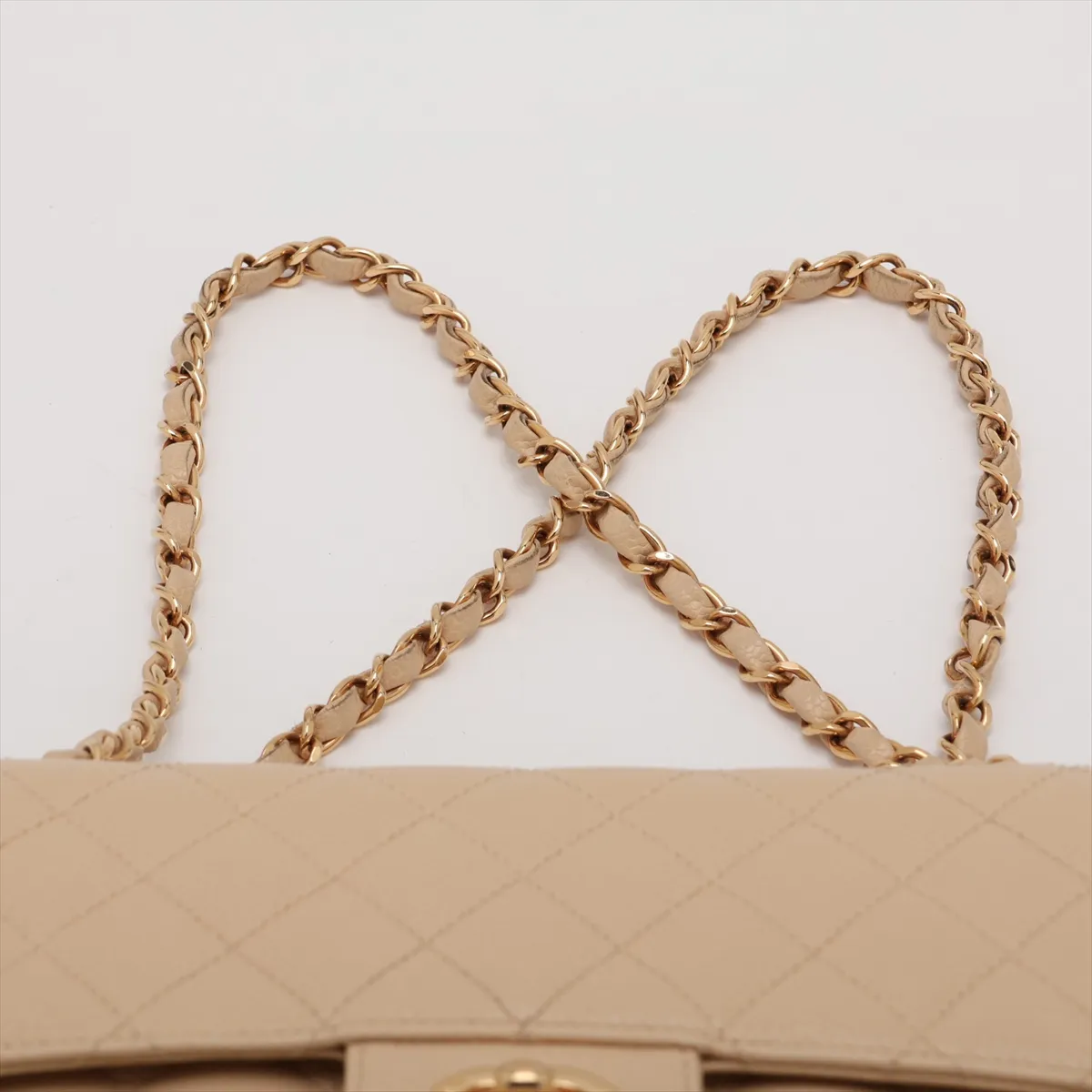 [Individually packaged] Chanel Matelassé 25 Caviar Skin Double Flap Double Chain Bag, Beige, Gold Hardware, 9601621, Series 9, A01112 — view 6
