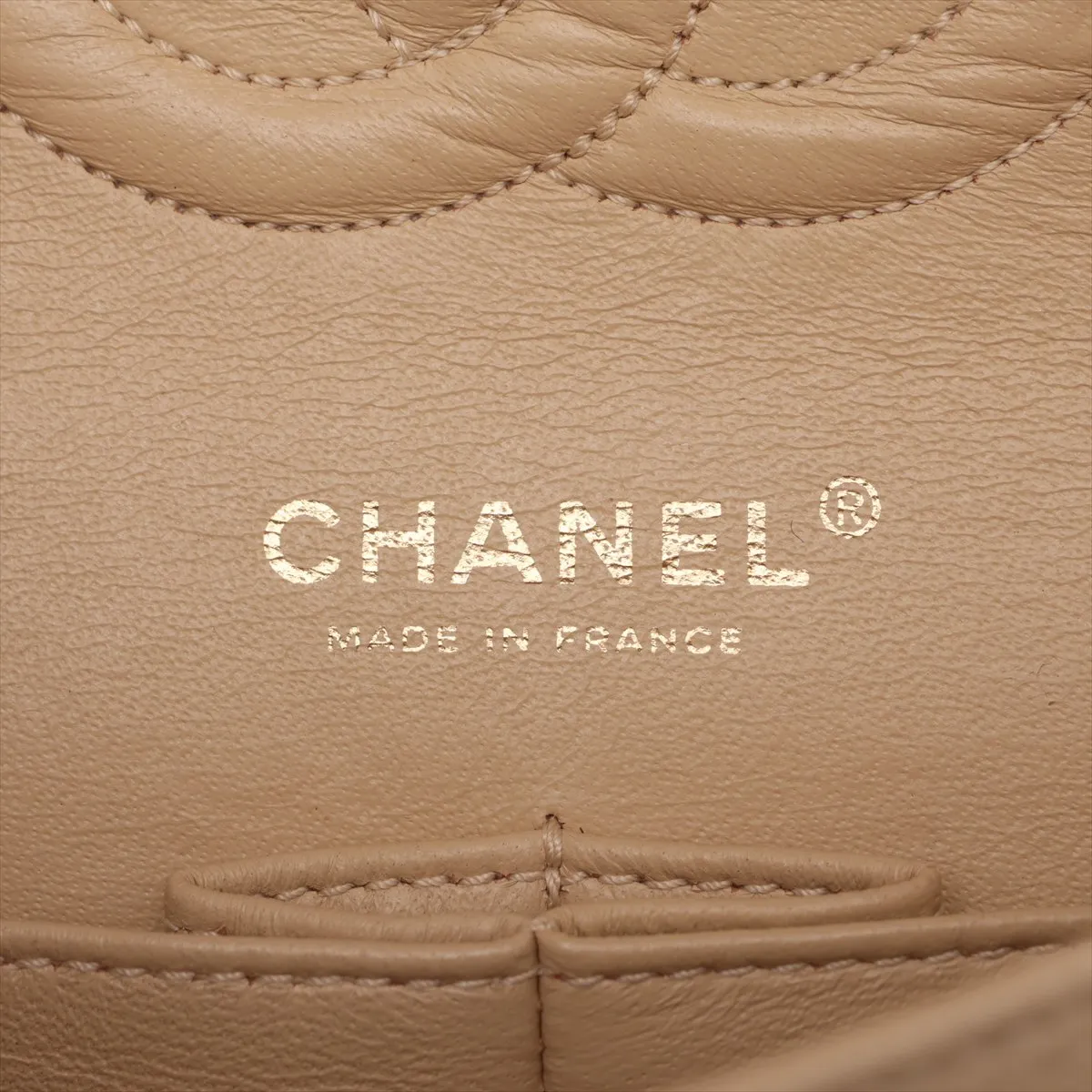 [Individually packaged] Chanel Matelassé 25 Caviar Skin Double Flap Double Chain Bag, Beige, Gold Hardware, 9601621, Series 9, A01112 — view 10