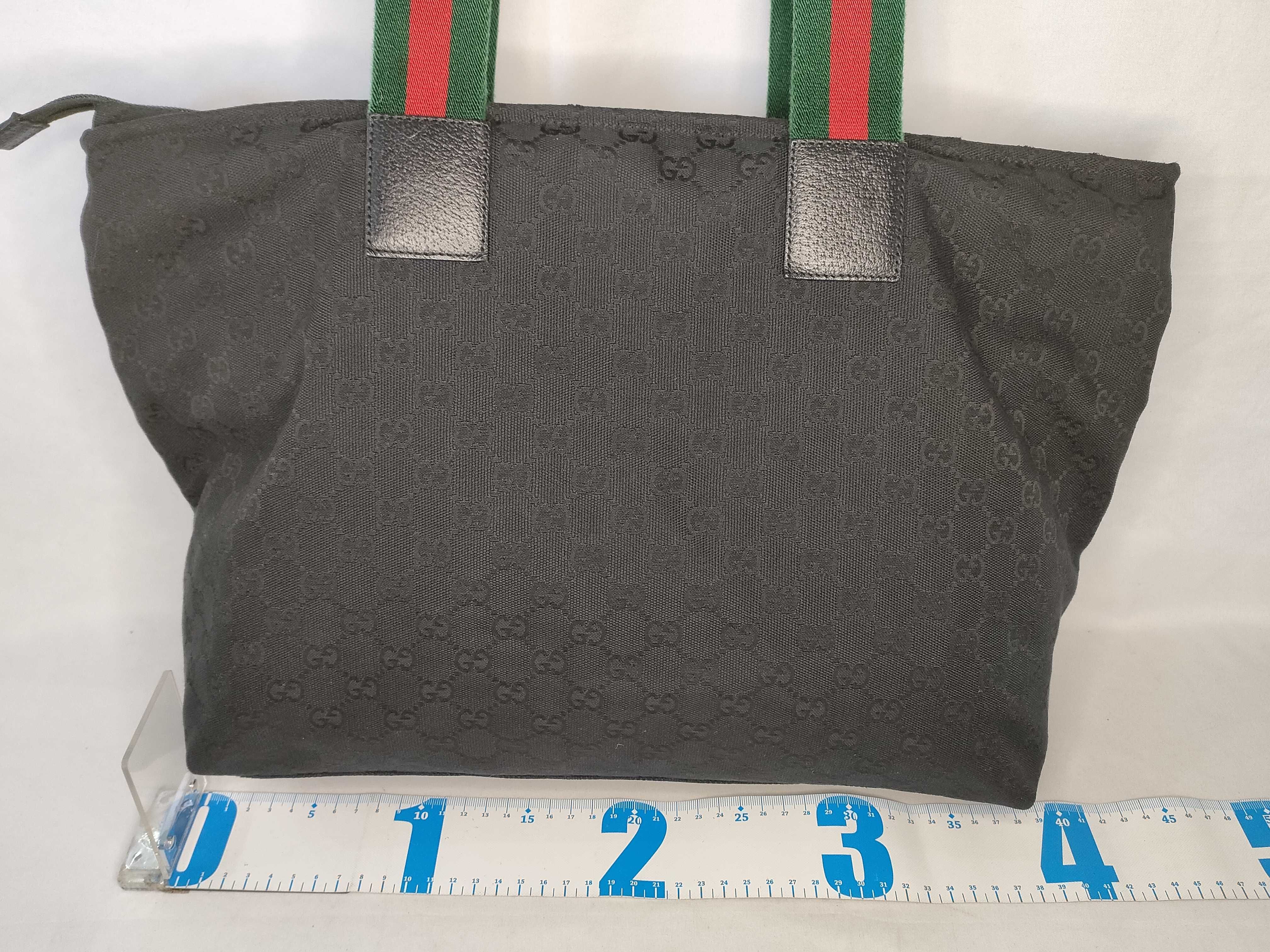 tote bag, Sherry line, leather and canvas, GG pattern, black. — view 2