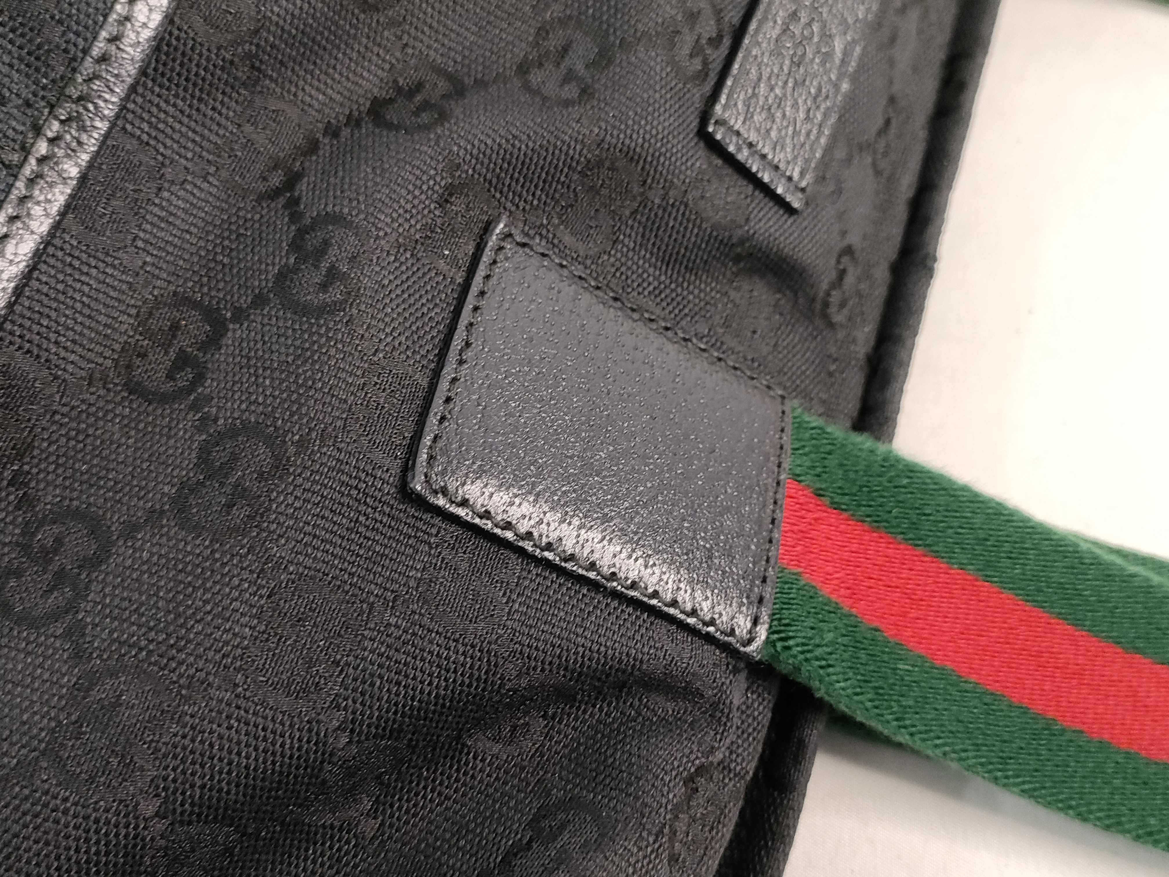 tote bag, Sherry line, leather and canvas, GG pattern, black. — view 5