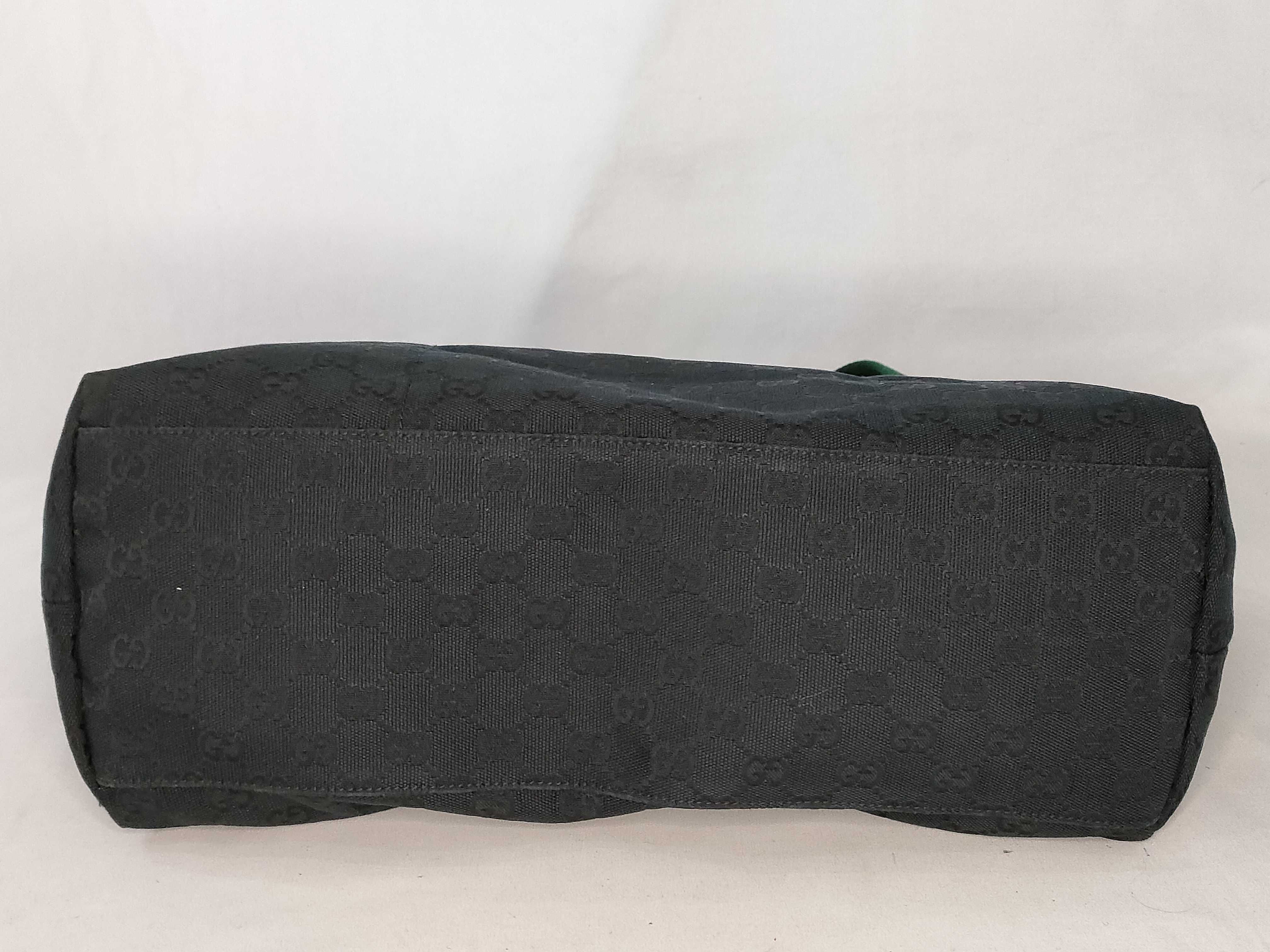 tote bag, Sherry line, leather and canvas, GG pattern, black. — view 7