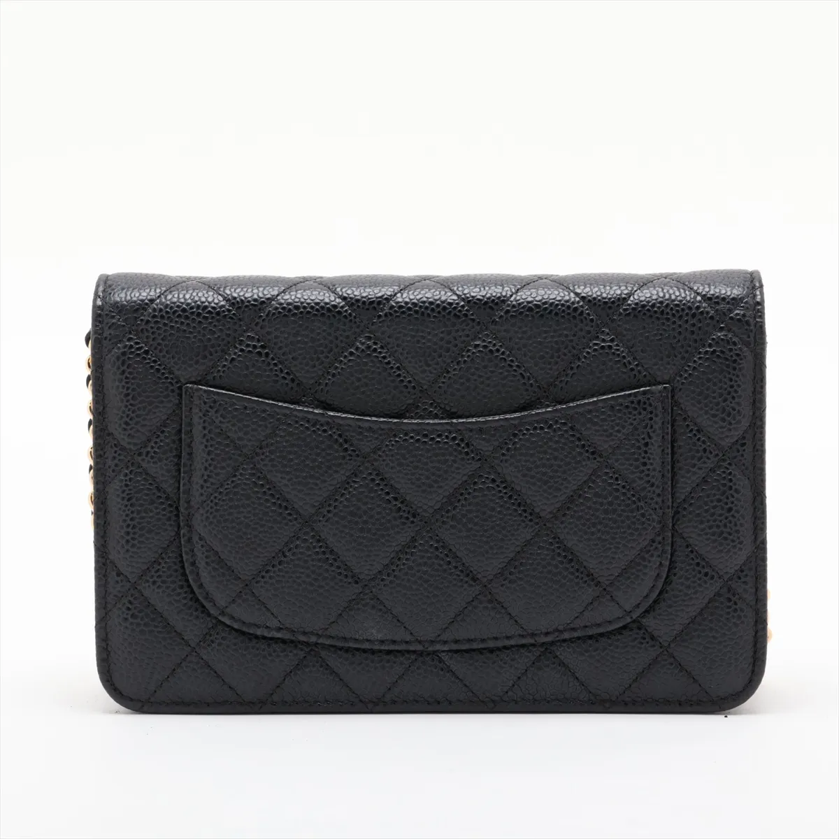 Matelassé Caviar Skin Chain Wallet, Black with Gold Hardware, 26778469, Serial Number 26-250 — view 2