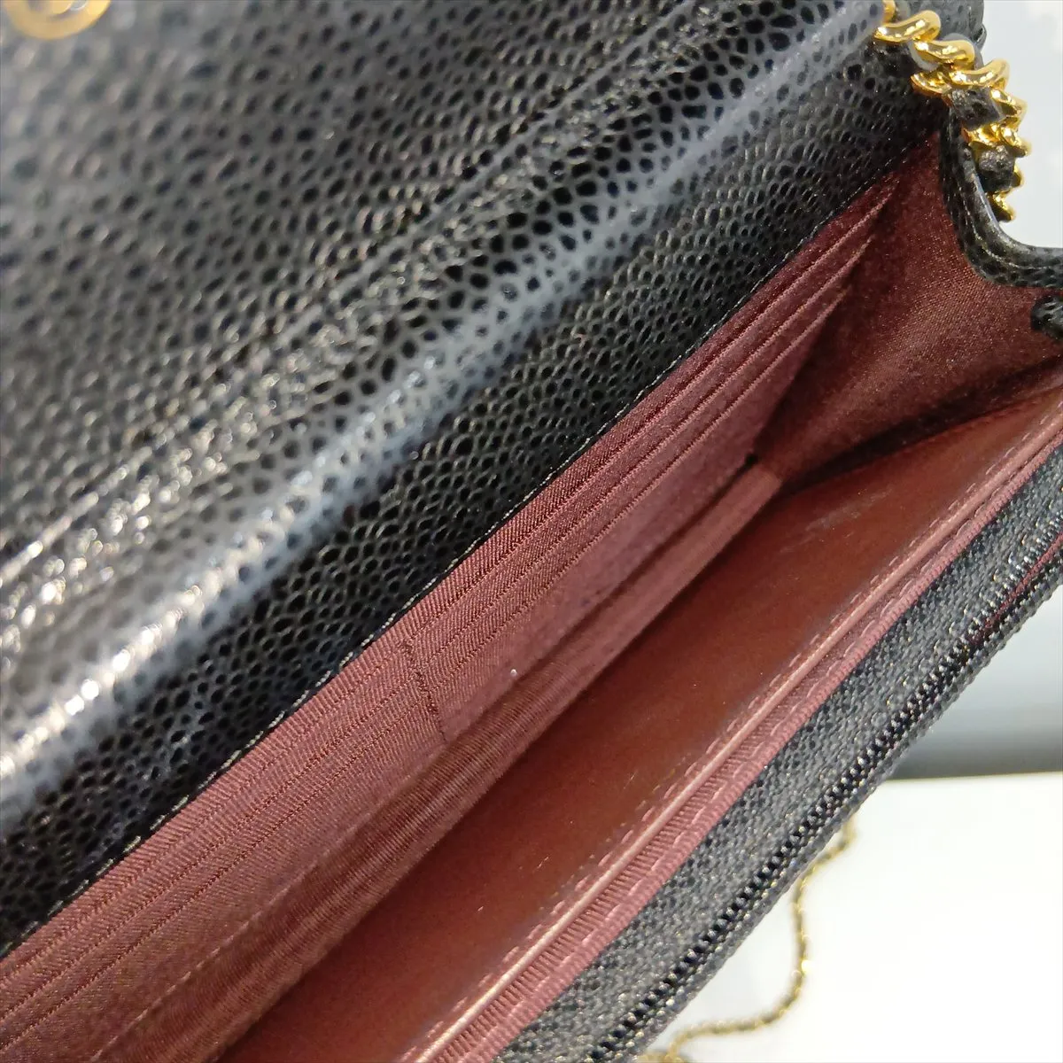 Matelassé Caviar Skin Chain Wallet, Black with Gold Hardware, 26778469, Serial Number 26-250 — view 14
