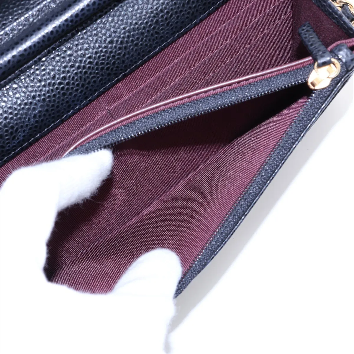 Matelassé Caviar Skin Chain Wallet, Black with Gold Hardware, 26778469, Serial Number 26-250 — view 8