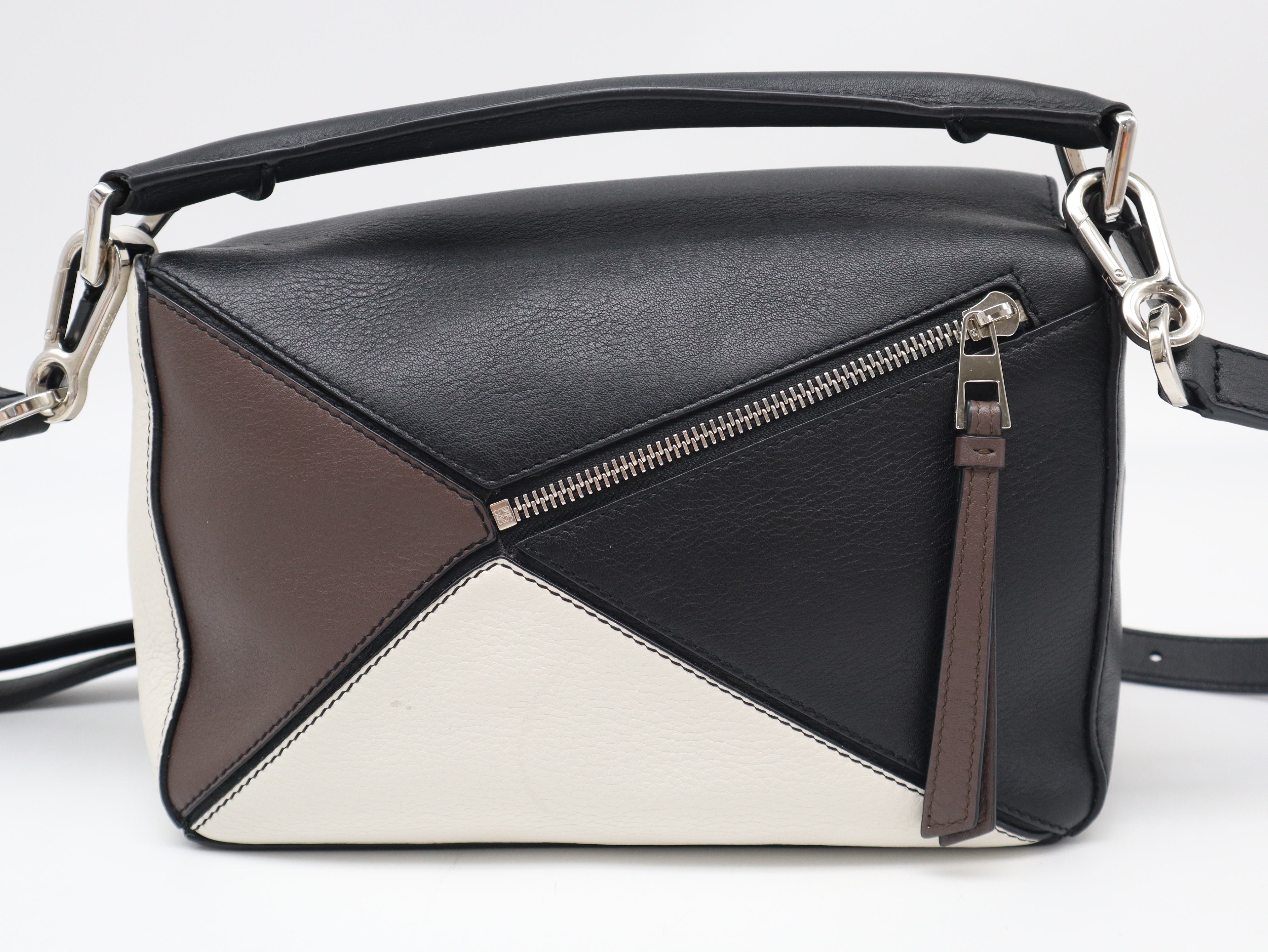 Leather Puzzle Bag, Small, Black, White, Brown, with Dust Bag, Shoulder Bag — view 2