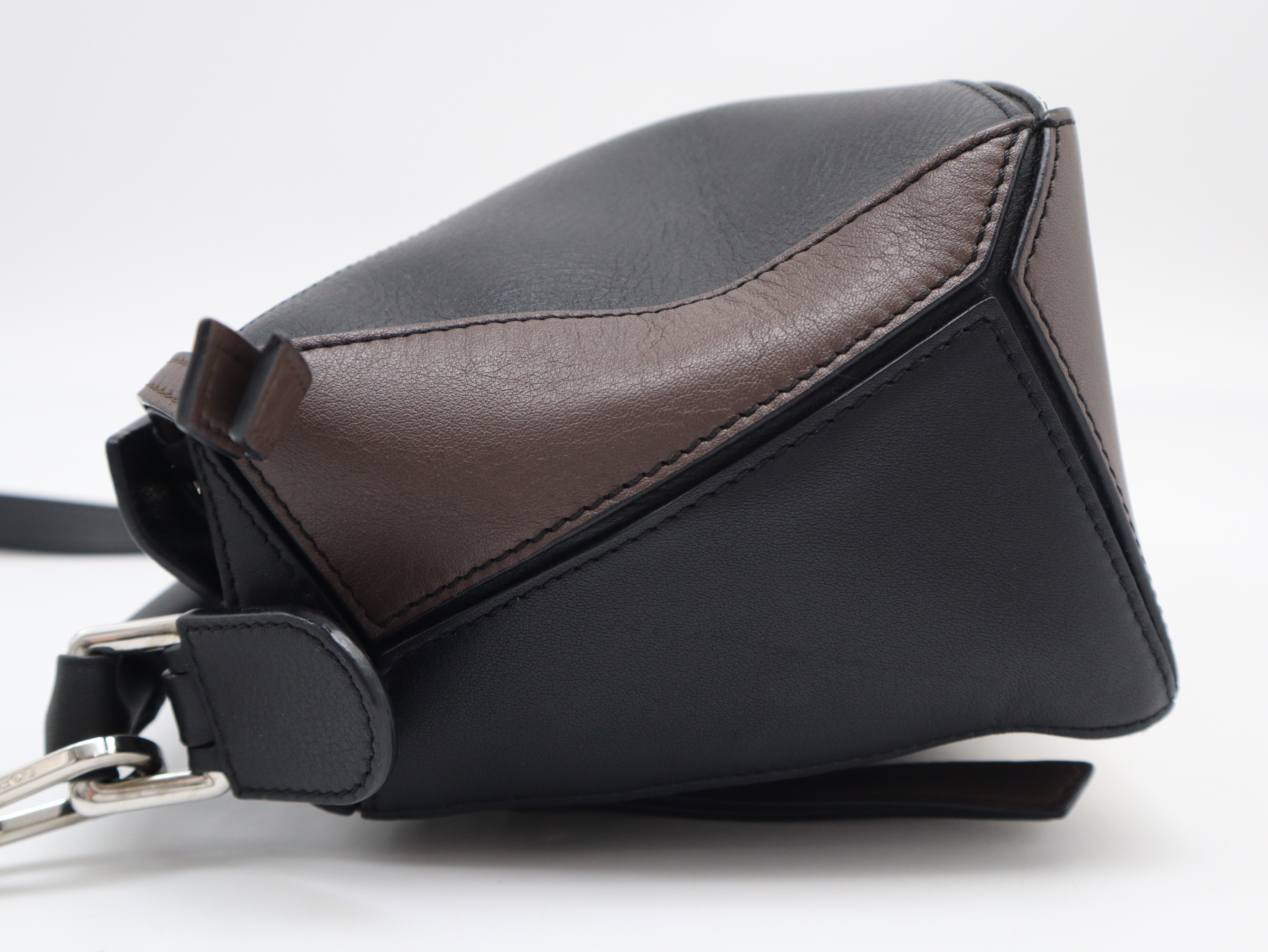 Leather Puzzle Bag, Small, Black, White, Brown, with Dust Bag, Shoulder Bag — view 3