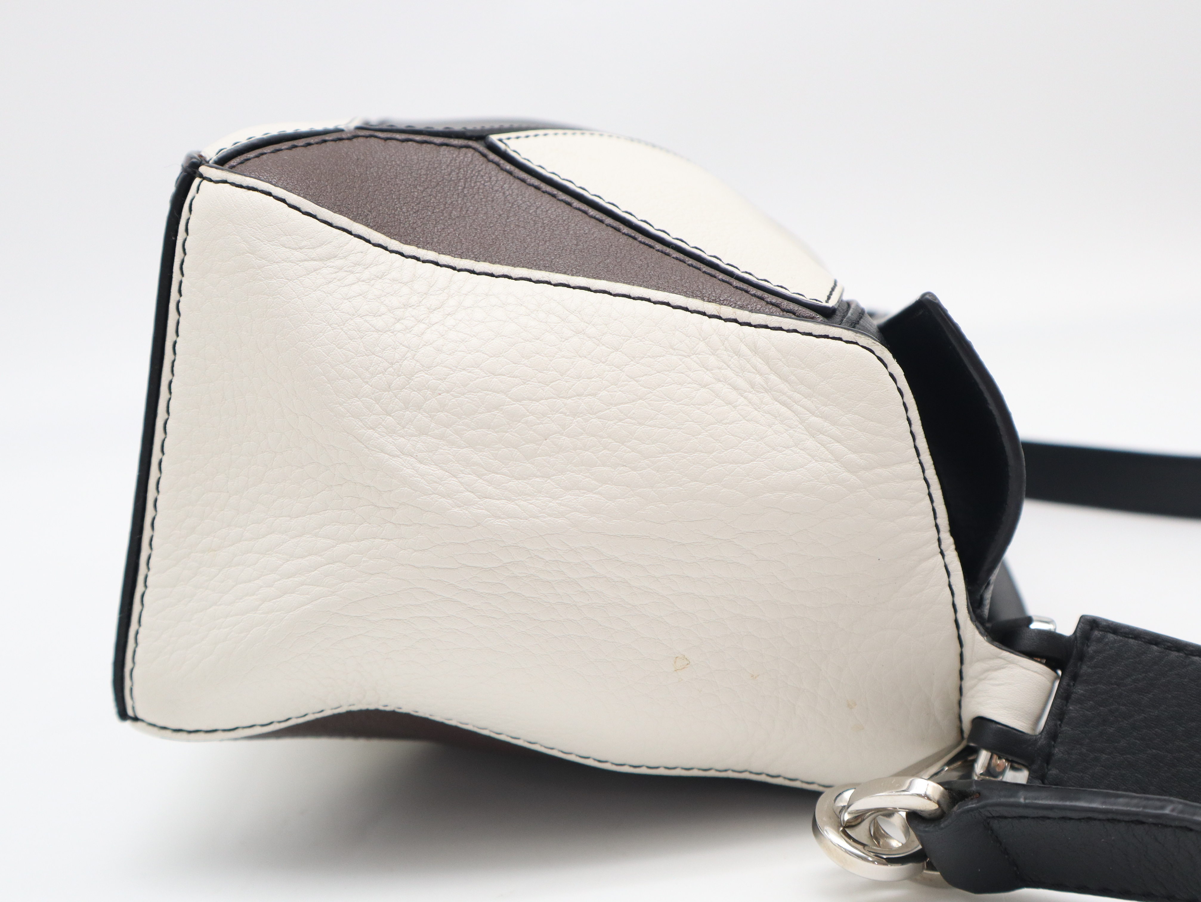 Leather Puzzle Bag, Small, Black, White, Brown, with Dust Bag, Shoulder Bag — view 4
