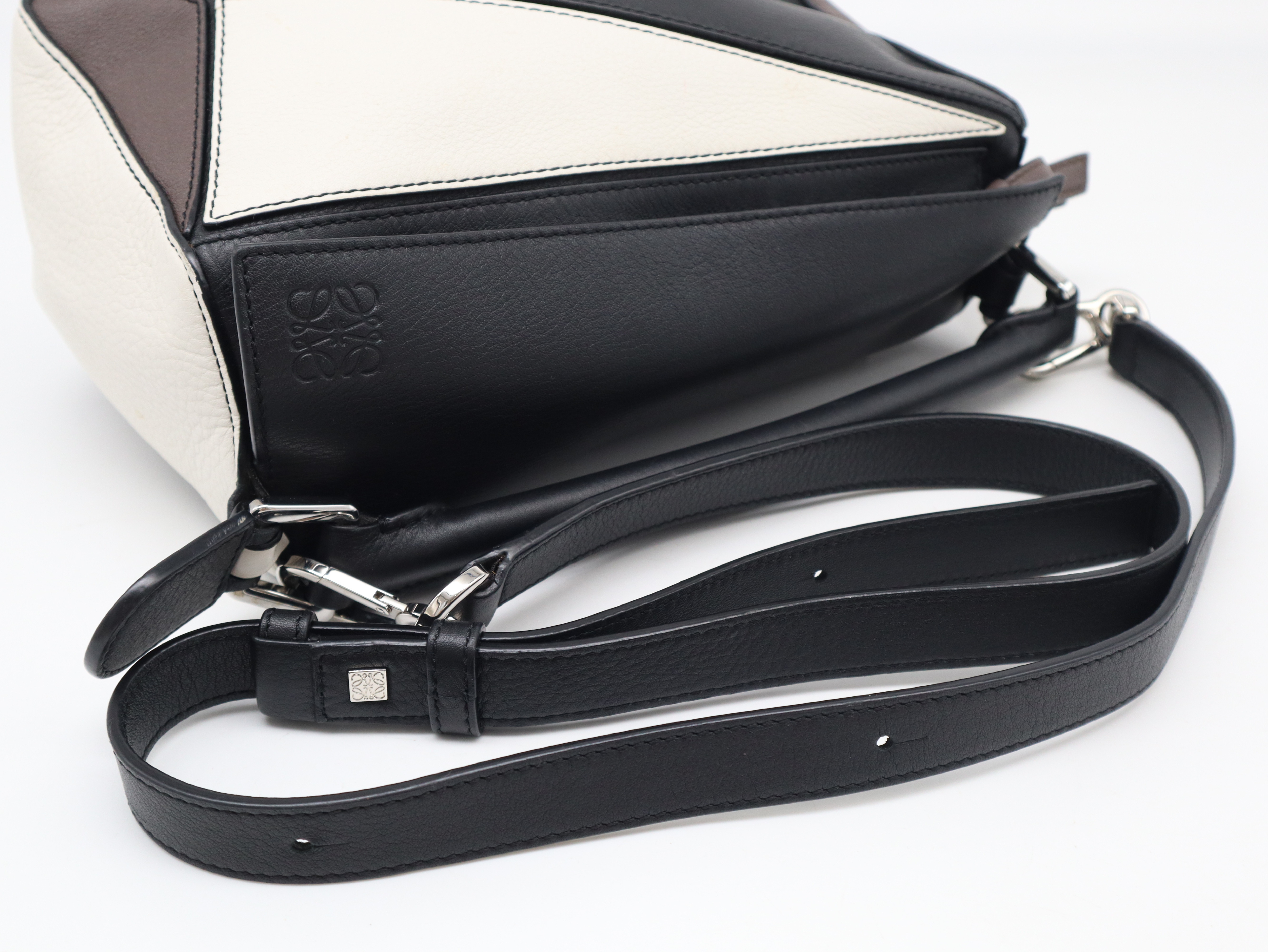 Leather Puzzle Bag, Small, Black, White, Brown, with Dust Bag, Shoulder Bag — view 6