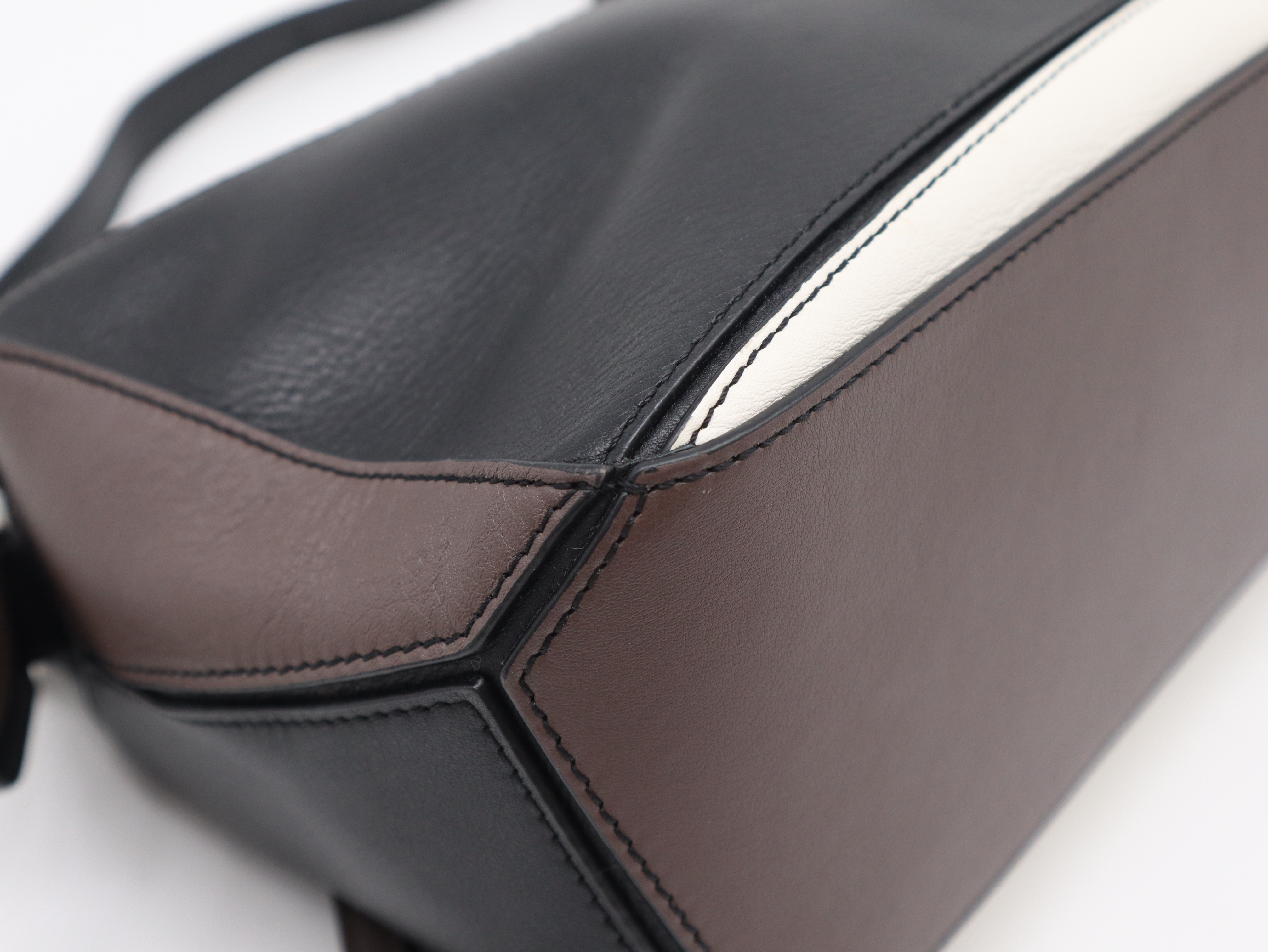 Leather Puzzle Bag, Small, Black, White, Brown, with Dust Bag, Shoulder Bag — view 9
