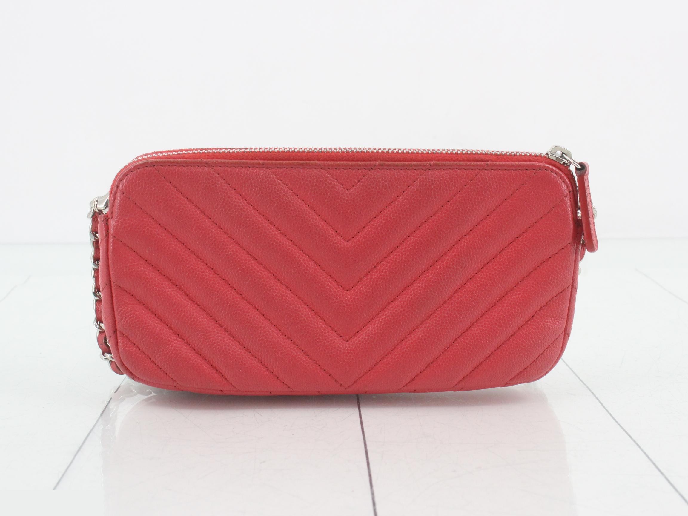 Caviar skin chevron shoulder bag — view 2