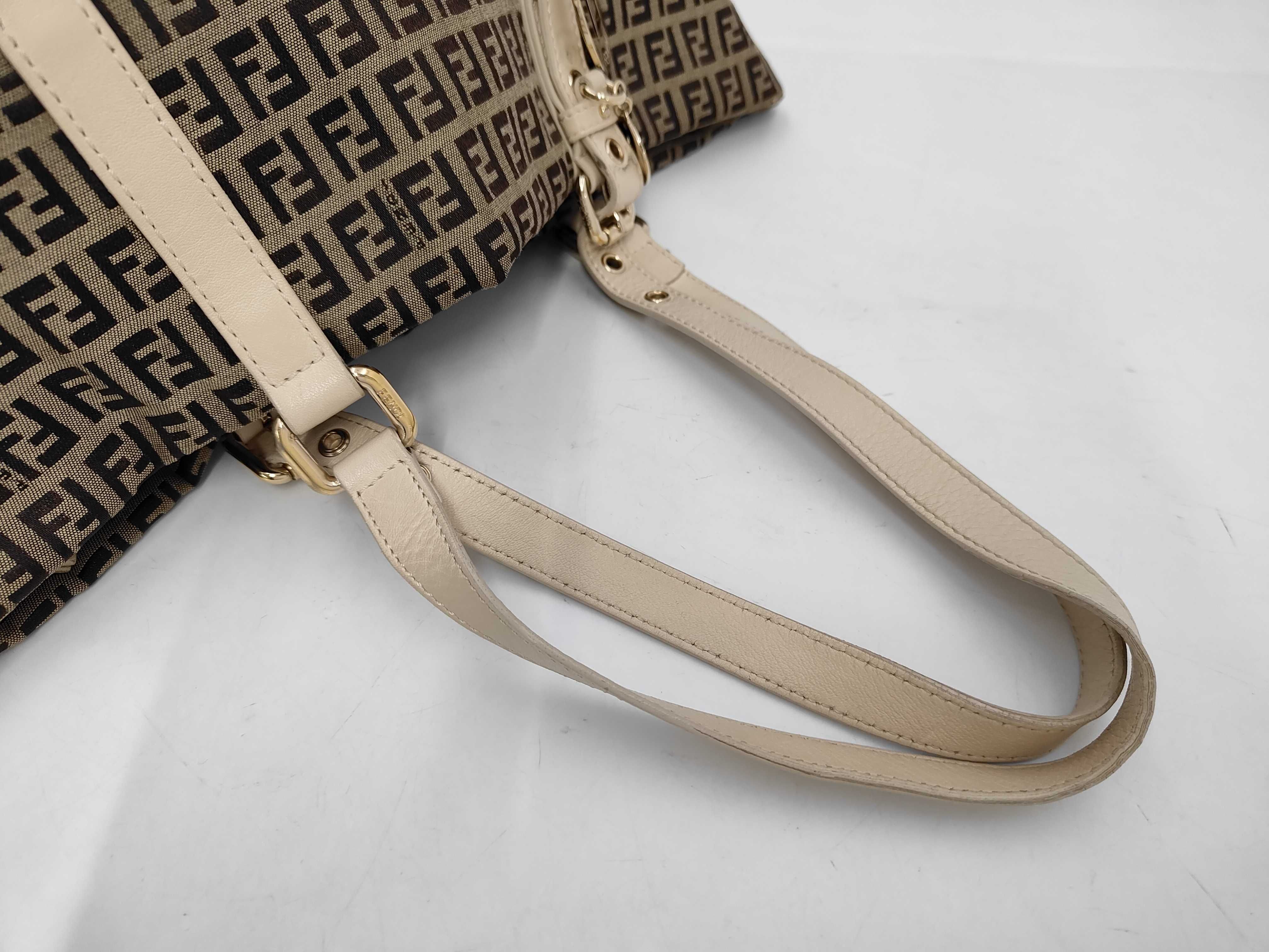 Canvas x Leather Zucchino Tote Bag, Brown, Gold Hardware, with Dust Bag. — view 3