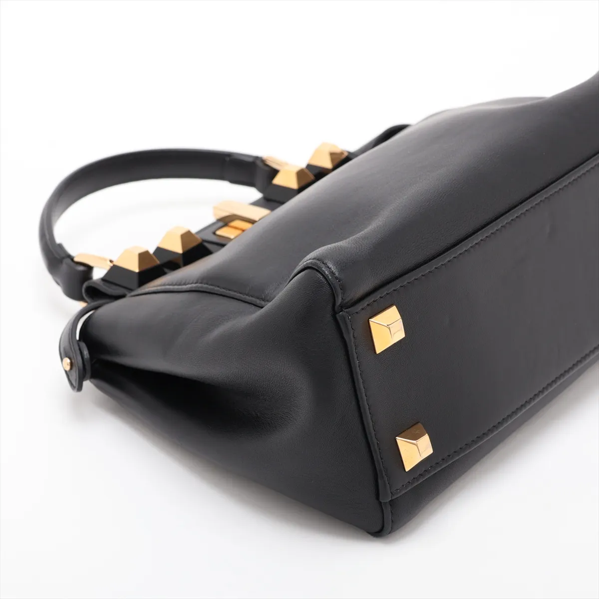 Mini Peekaboo Leather x Studs 2-Way Handbag Black 8BN244 — view 4