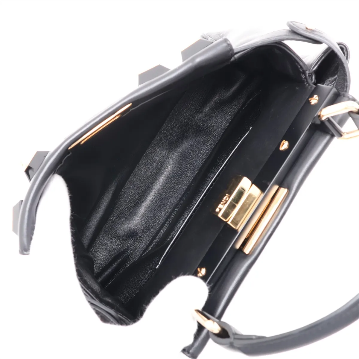 Mini Peekaboo Leather x Studs 2-Way Handbag Black 8BN244 — view 9