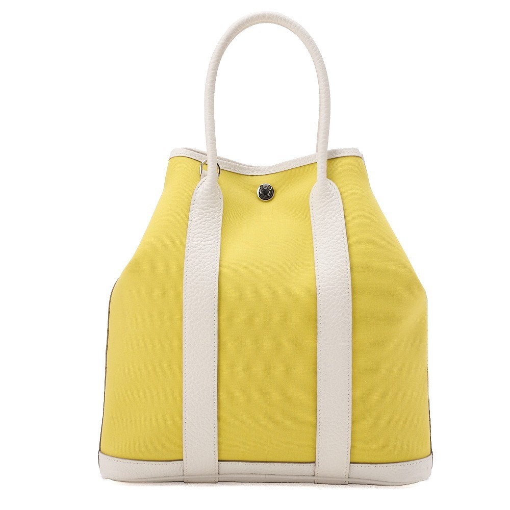 Garden File Toile Officier Tote Bag - Yellow x White — view 2
