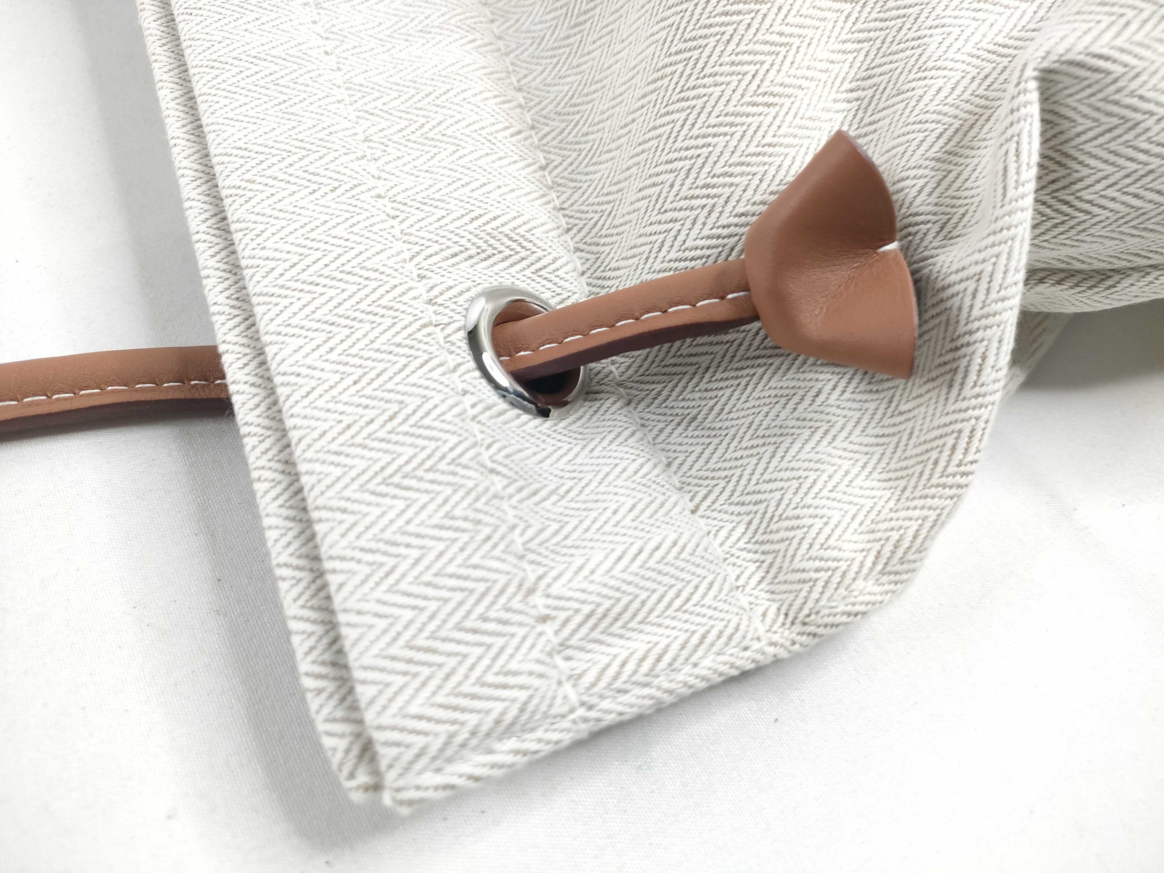 Marine Toile Chevron x Leather Beige x Brown Silver Hardware W:2024 Shoulder Bag — view 8