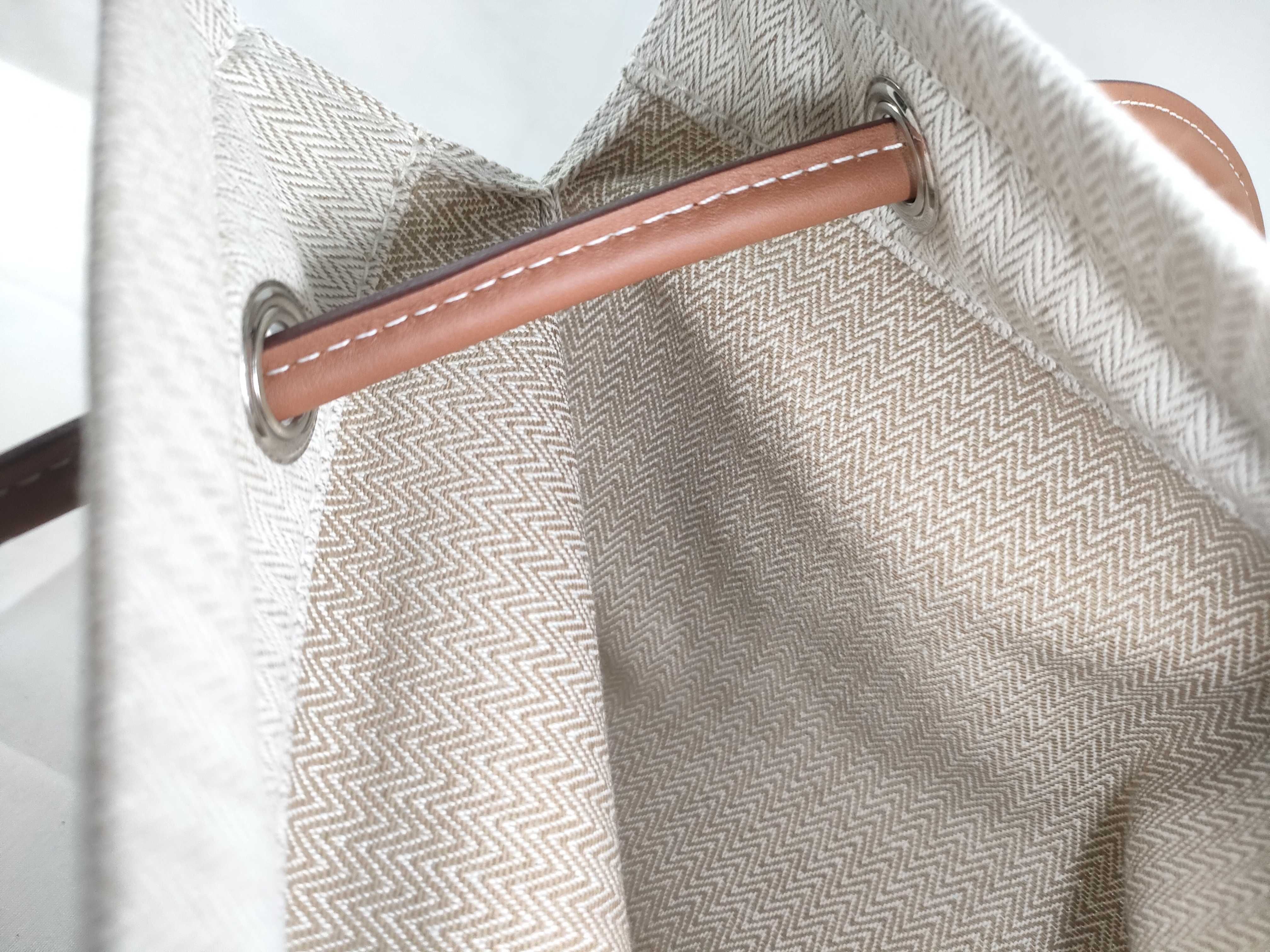 Marine Toile Chevron x Leather Beige x Brown Silver Hardware W:2024 Shoulder Bag — view 10