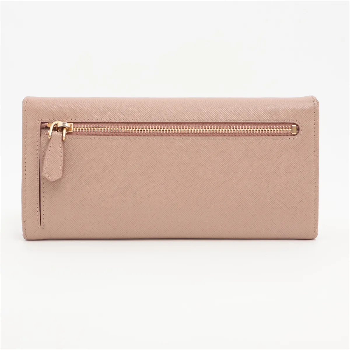Saffiano Leather Long Wallet, Beige — view 2