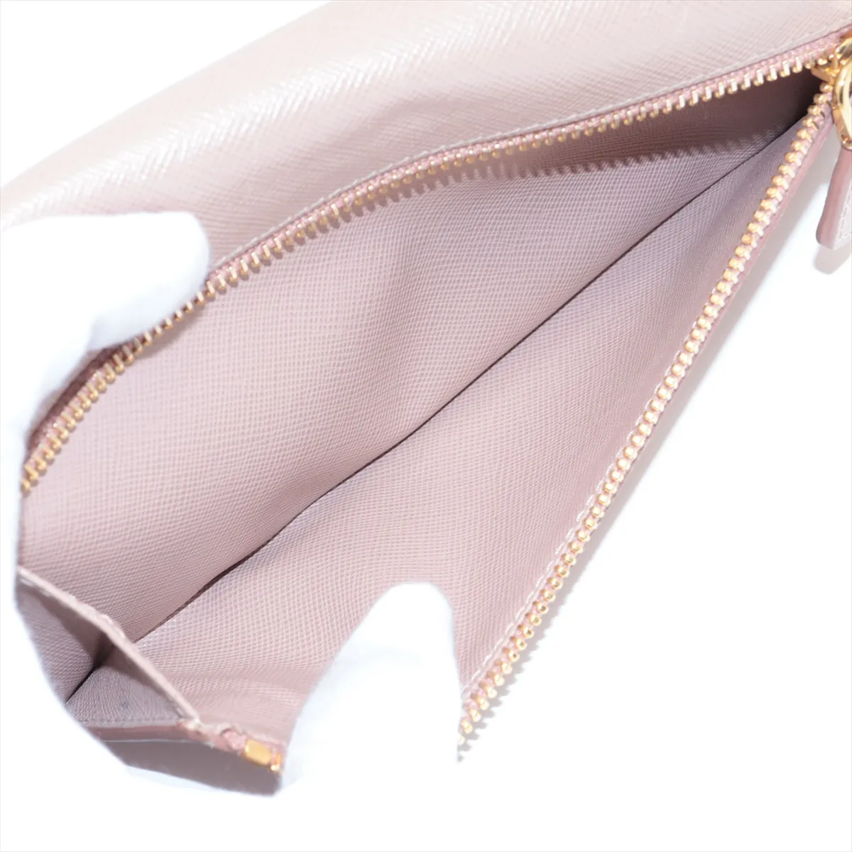 Saffiano Leather Long Wallet, Beige — view 9