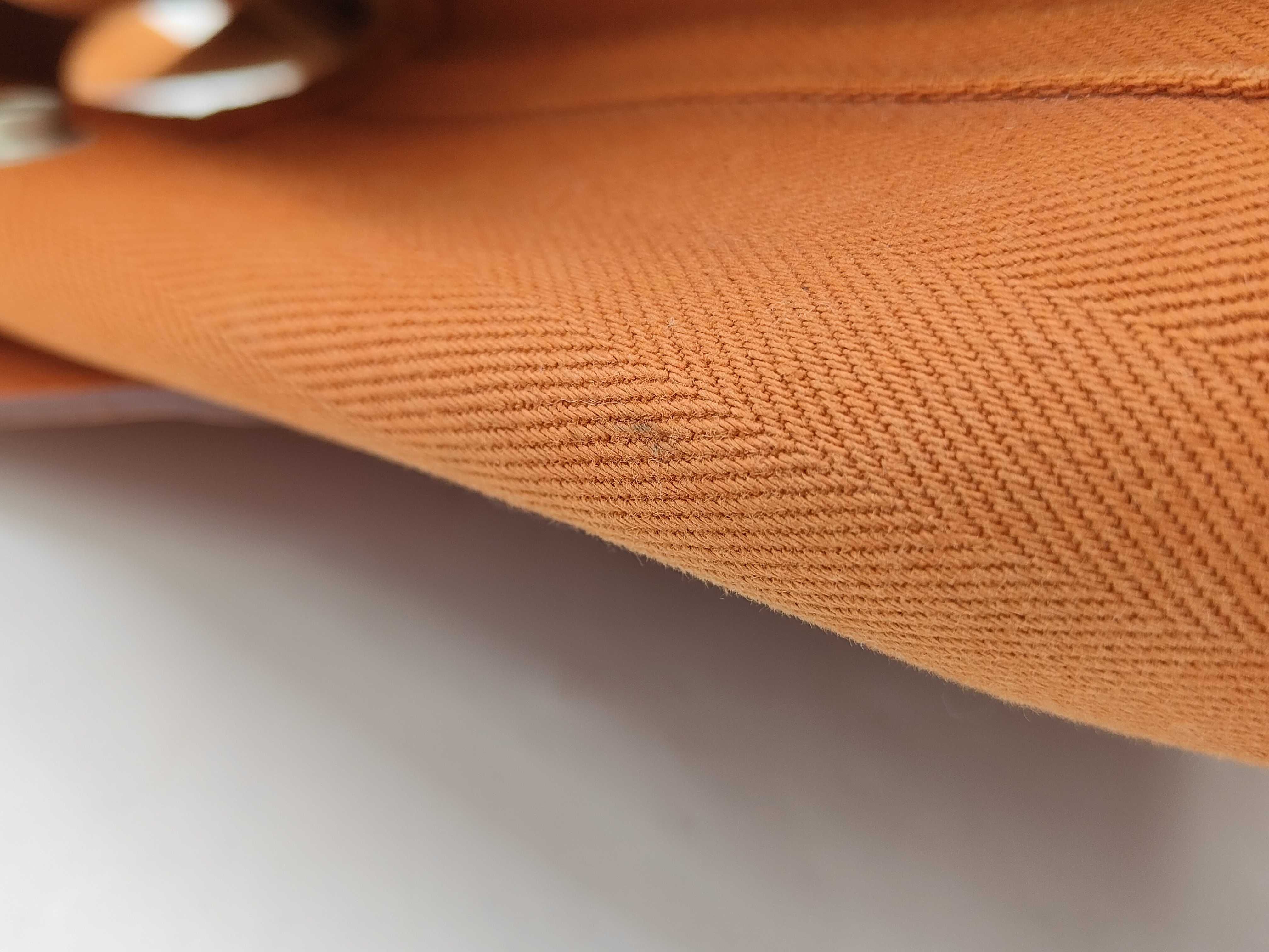 Valparaiso PM Toile Chevron x Leather Orange Silver Hardware Handbag (Stamp Unknown) — view 15