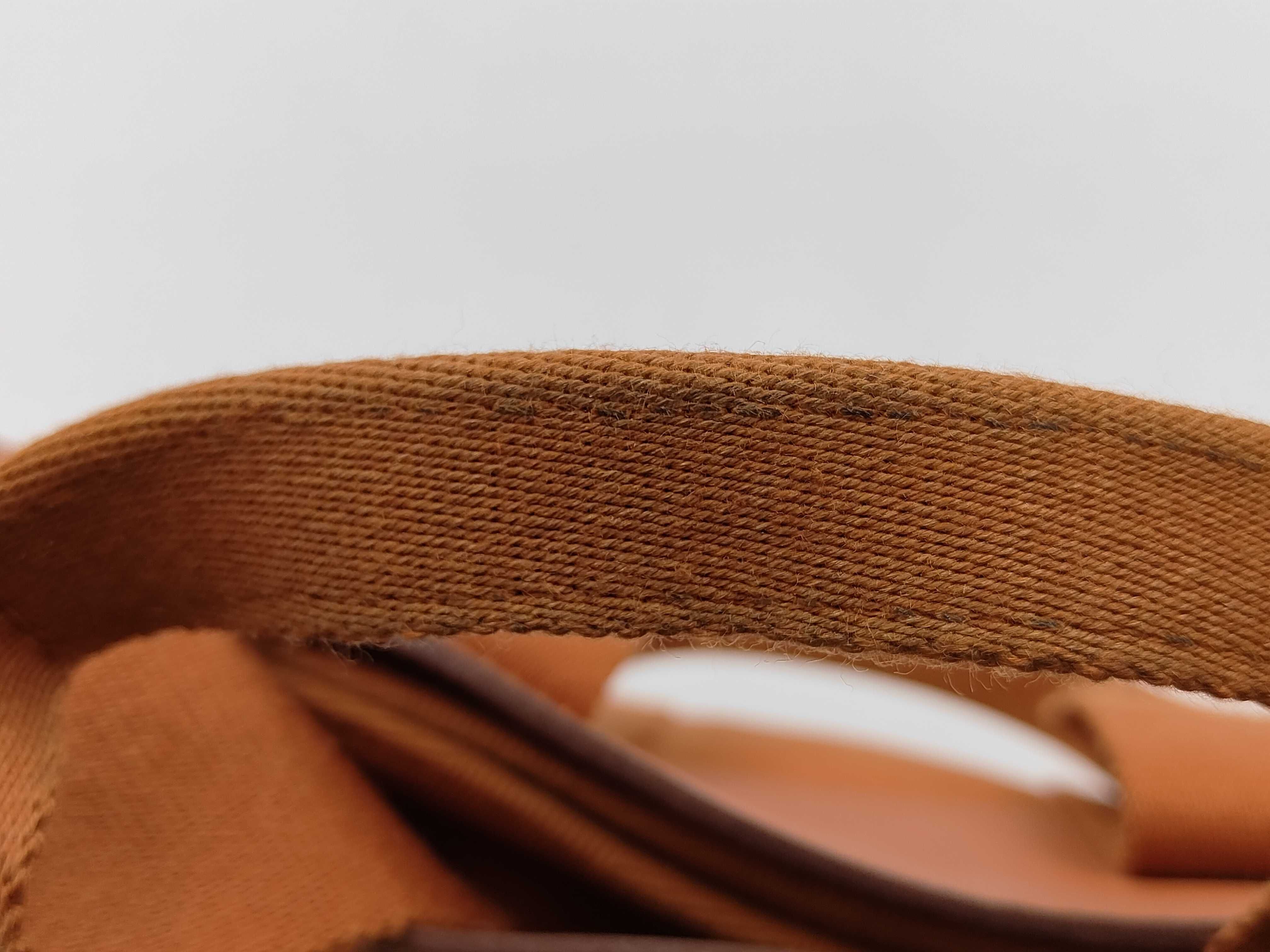 Valparaiso PM Toile Chevron x Leather Orange Silver Hardware Handbag (Stamp Unknown) — view 5