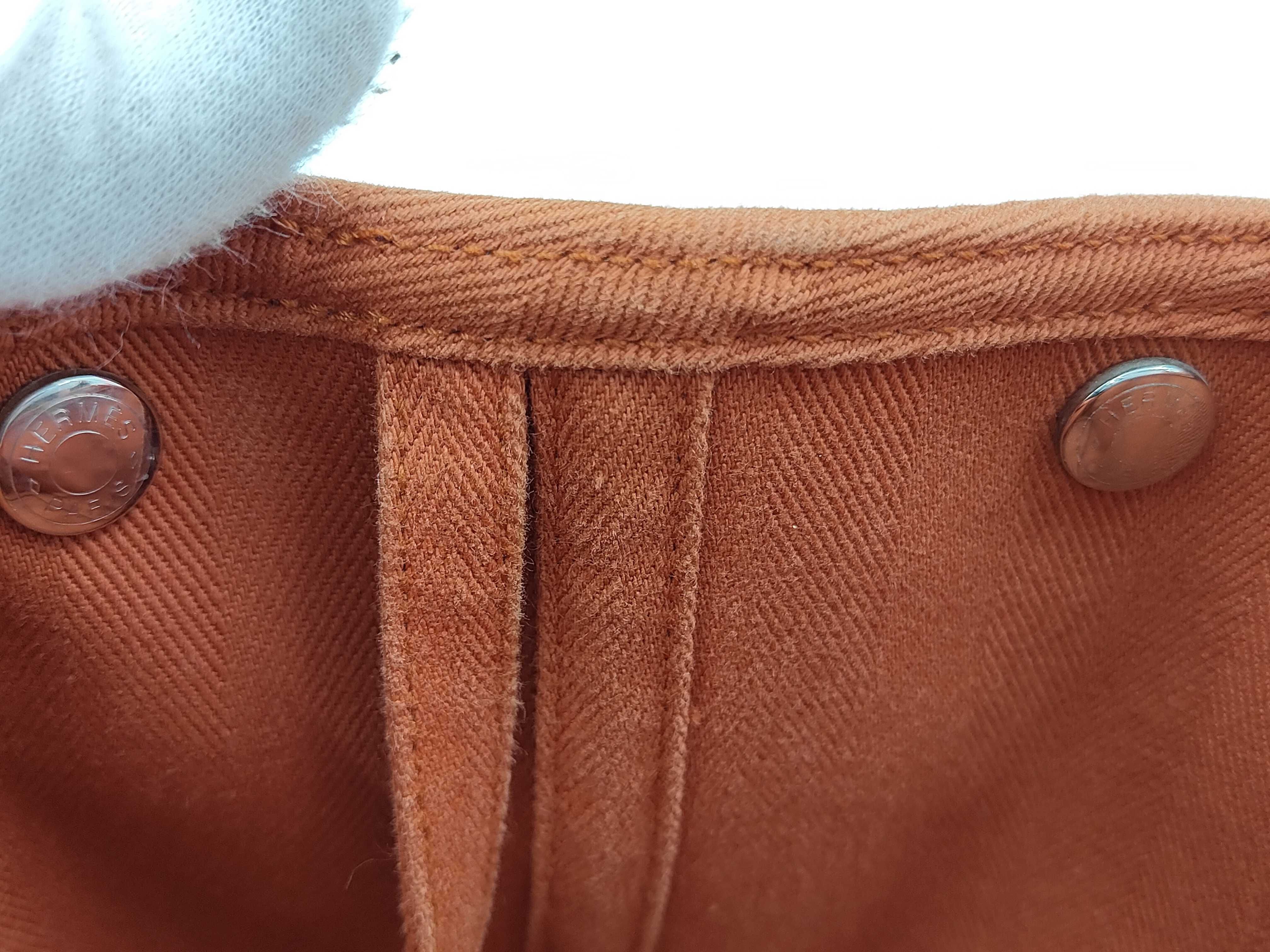 Valparaiso PM Toile Chevron x Leather Orange Silver Hardware Handbag (Stamp Unknown) — view 8