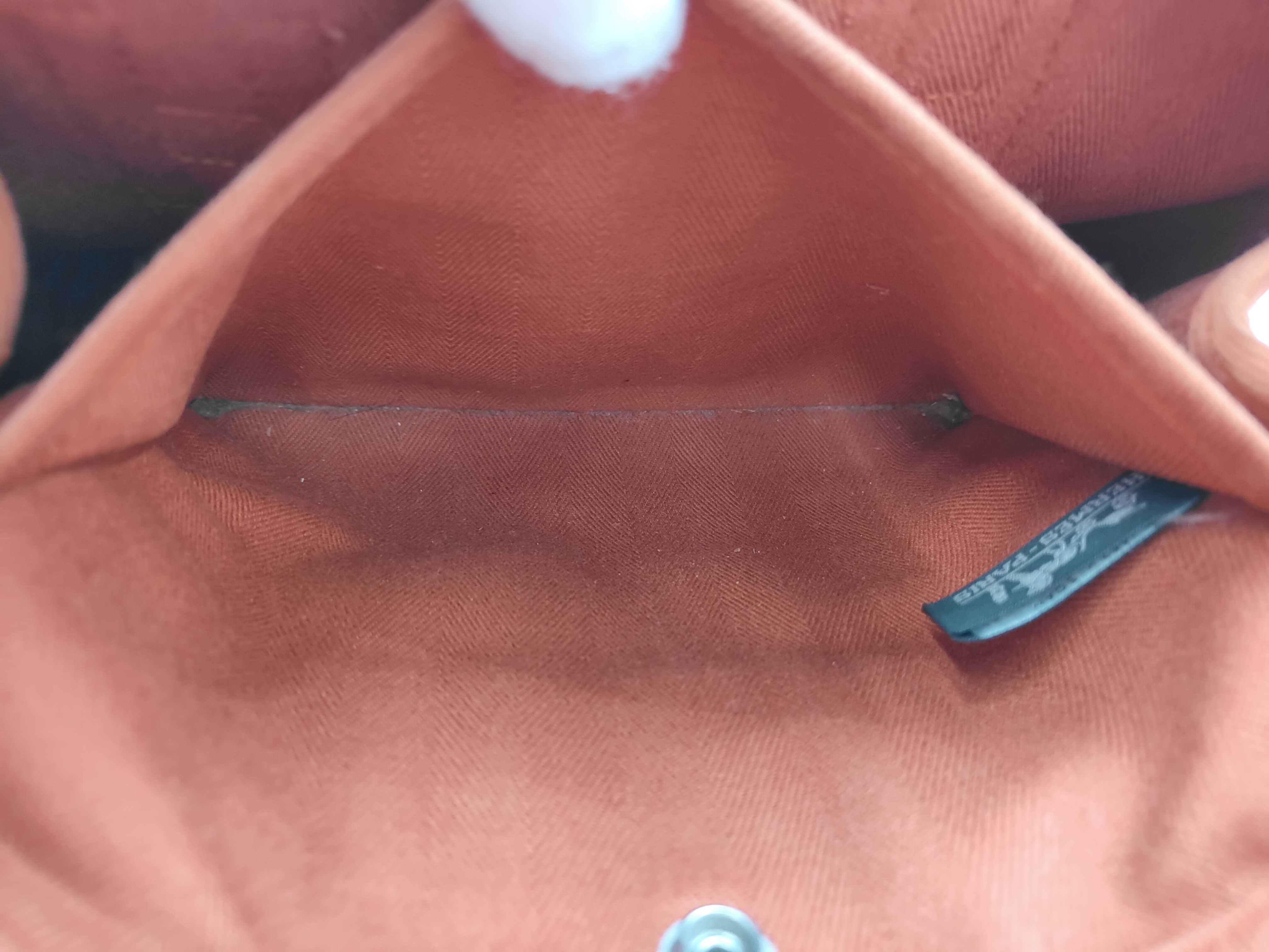 Valparaiso PM Toile Chevron x Leather Orange Silver Hardware Handbag (Stamp Unknown) — view 10