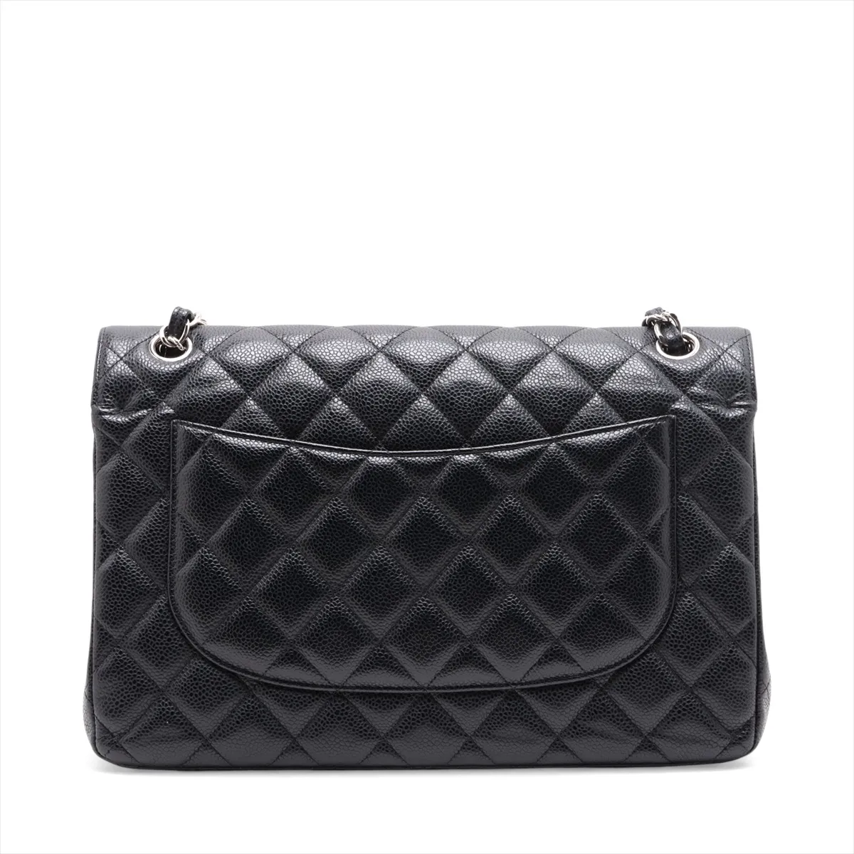 [Individually packaged] Chanel Large Matelassé 30 Caviar Skin Double Flap Double Chain Bag, Black with Silver Hardware, 18152434 (Serial Number 18) — view 2