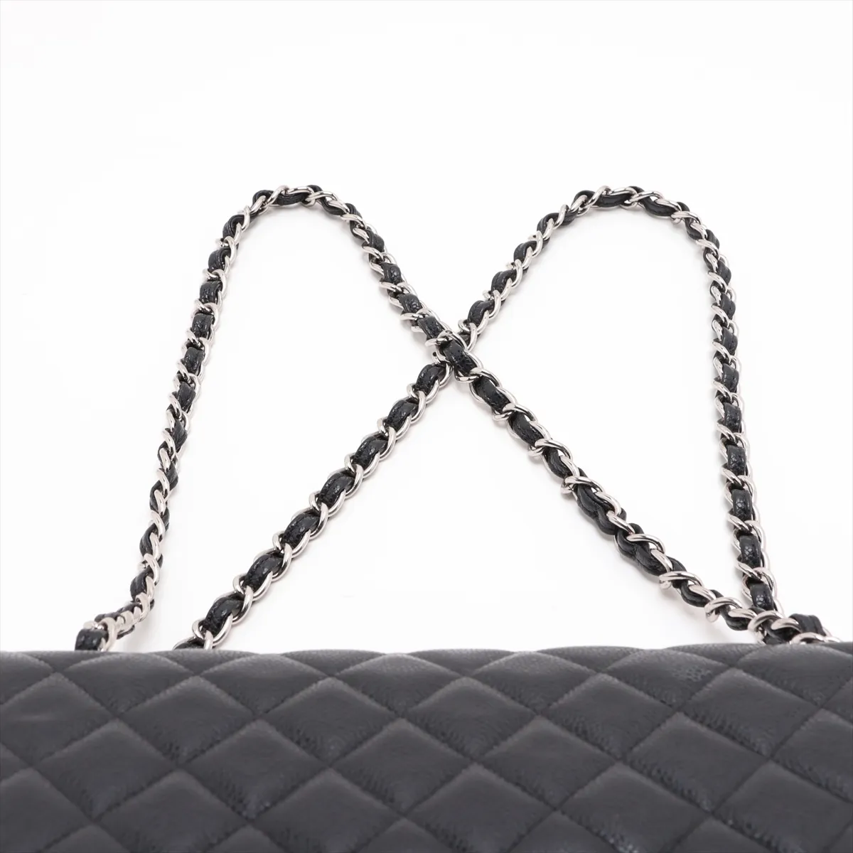 [Individually packaged] Chanel Large Matelassé 30 Caviar Skin Double Flap Double Chain Bag, Black with Silver Hardware, 18152434 (Serial Number 18) — view 6