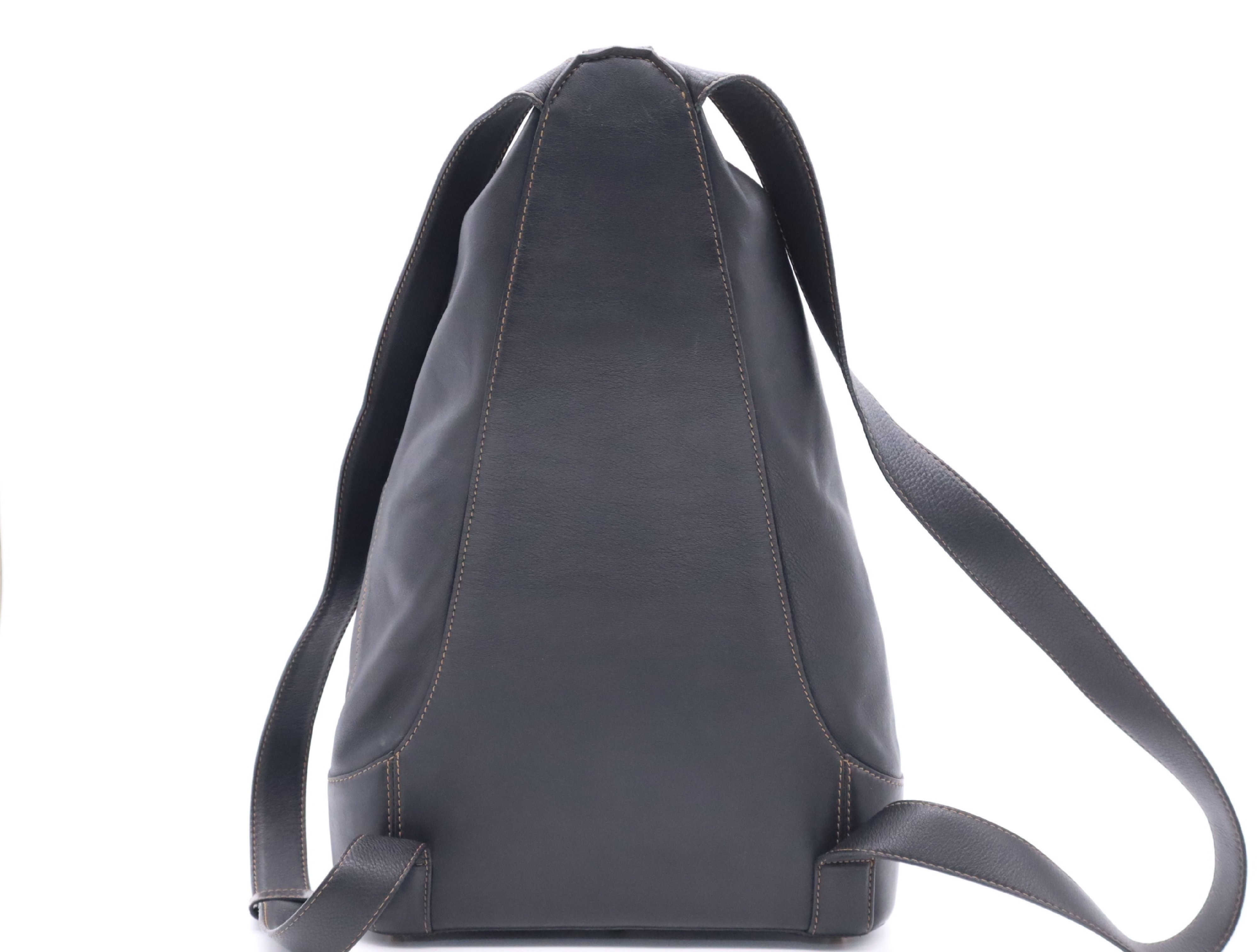Leather Anton Backpack, Black with Gold Hardware, Rucksack — view 2