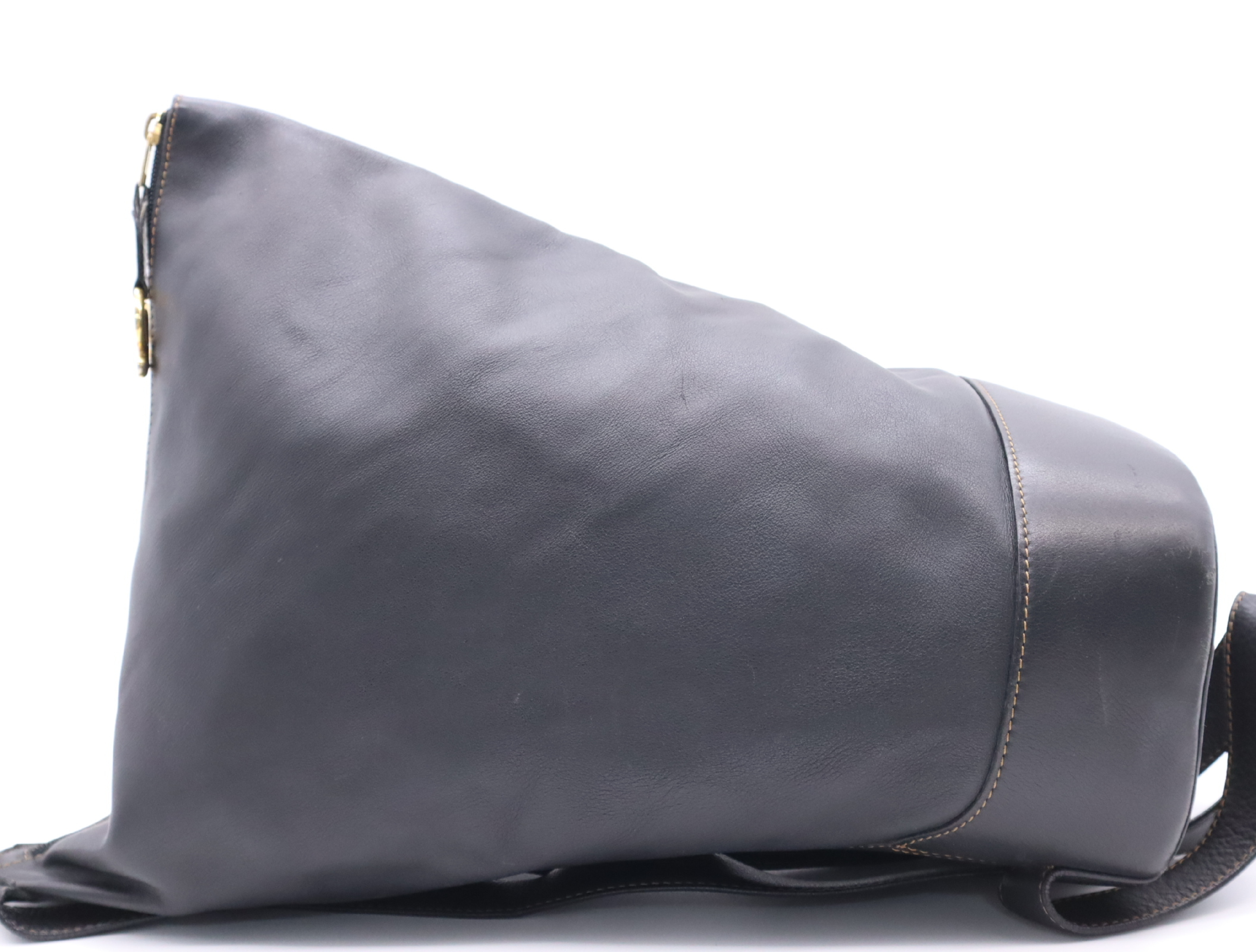 Leather Anton Backpack, Black with Gold Hardware, Rucksack — view 3