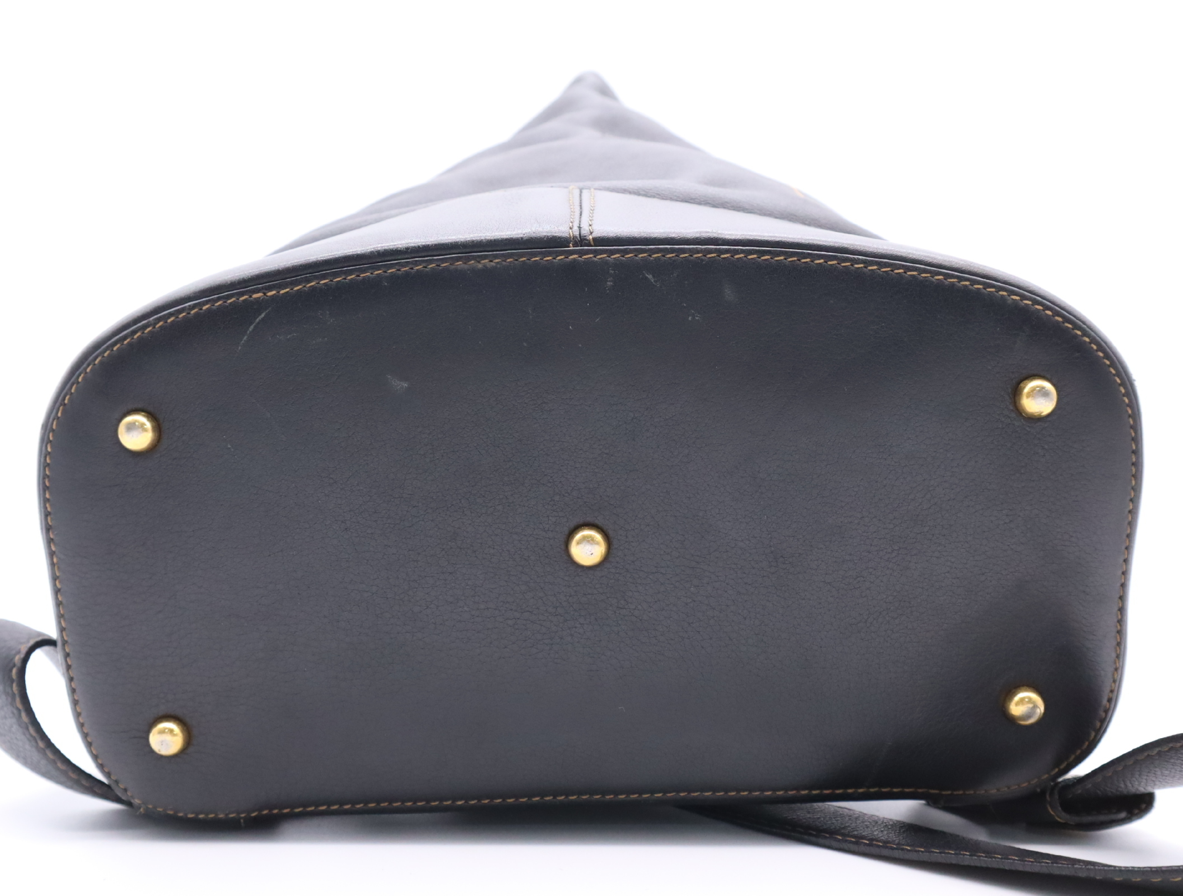 Leather Anton Backpack, Black with Gold Hardware, Rucksack — view 4