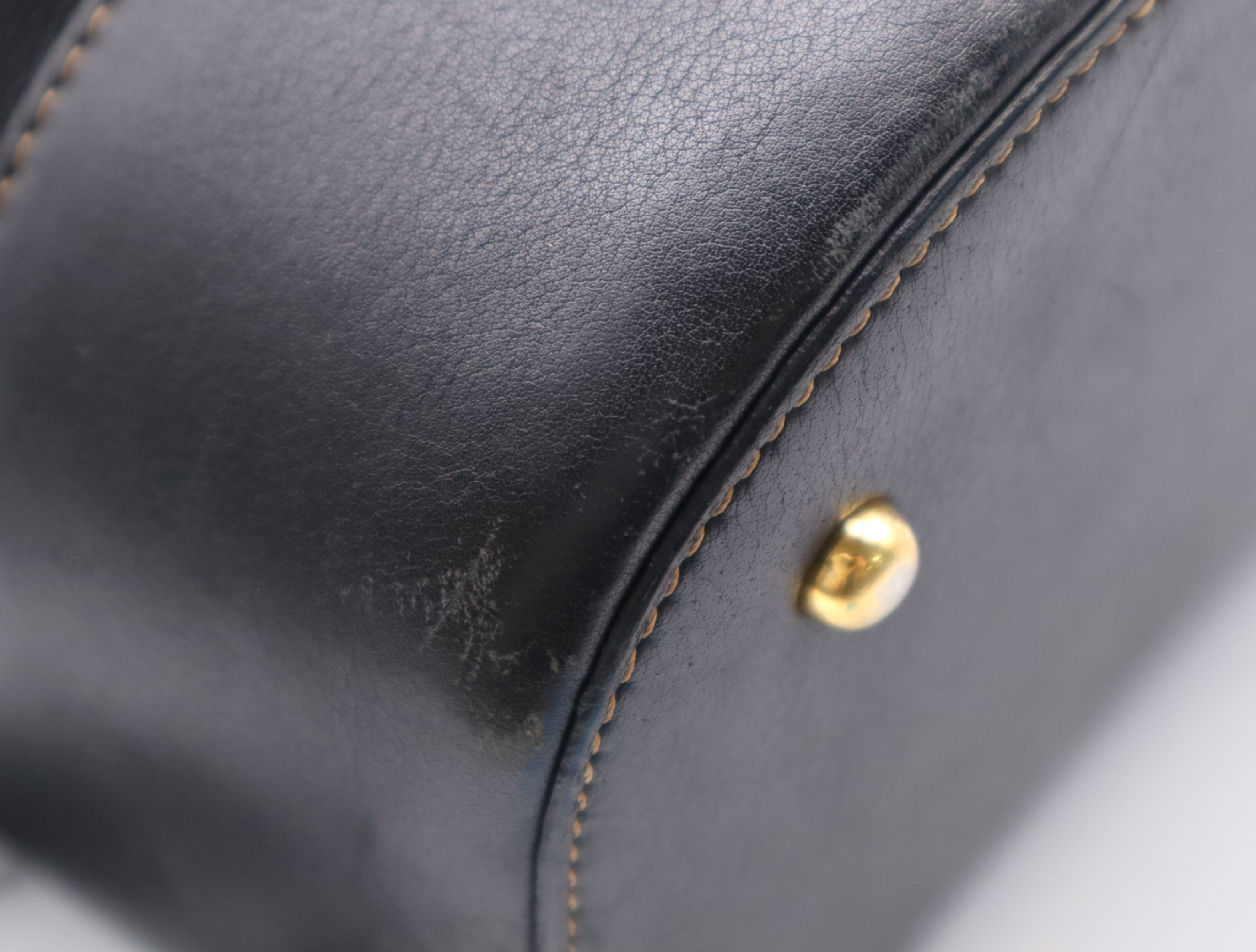 Leather Anton Backpack, Black with Gold Hardware, Rucksack — view 6