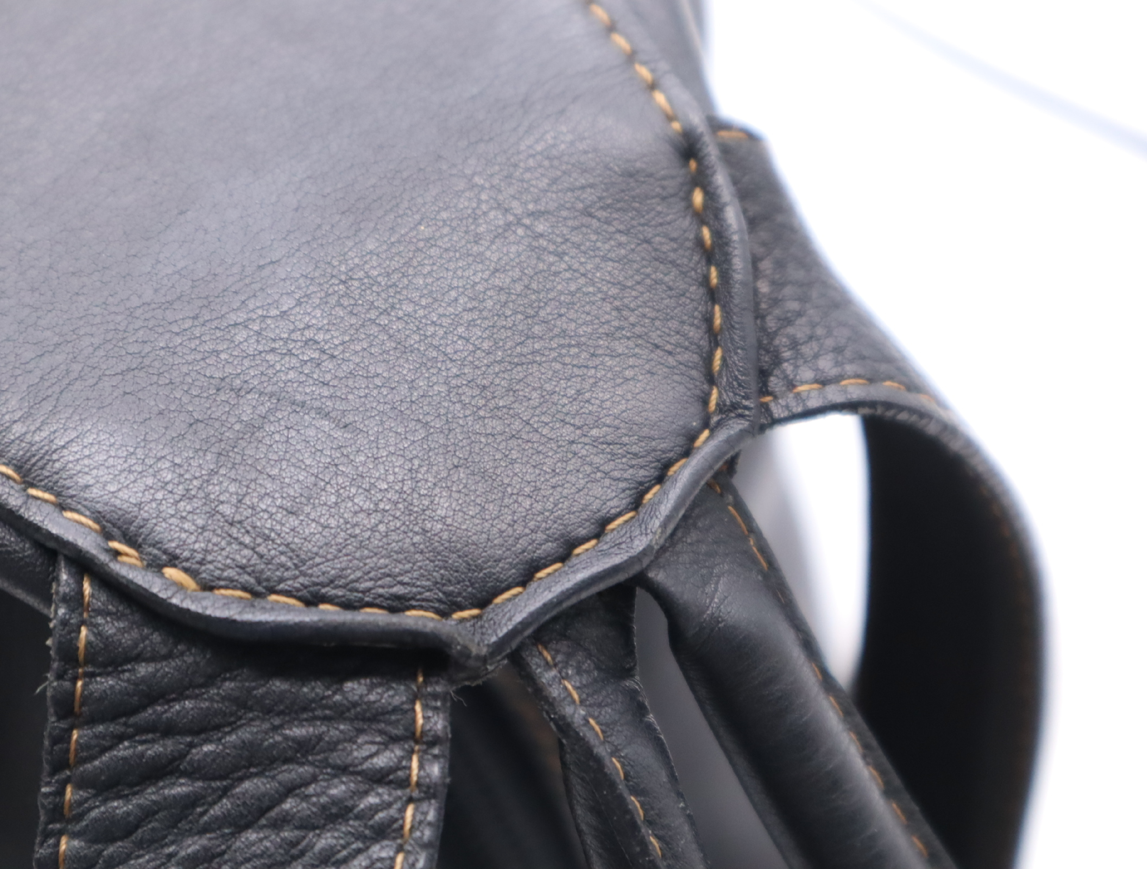 Leather Anton Backpack, Black with Gold Hardware, Rucksack — view 8
